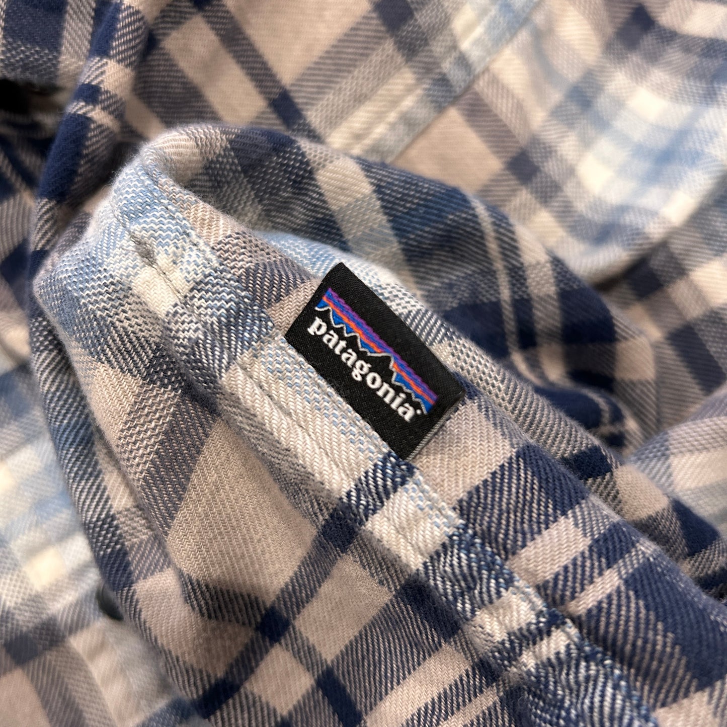00's Patagonia パタゴニア ライトウェイト フィヨルドフランネルシャツ 紺白グレー(L)/A8515SH-SO