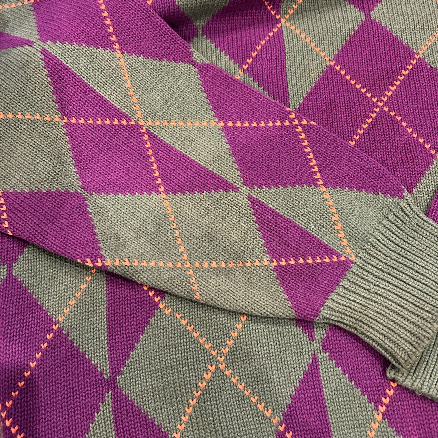 90's Nautica ノーティカ アーガイル柄コットンニット (L)/B0263K-SO