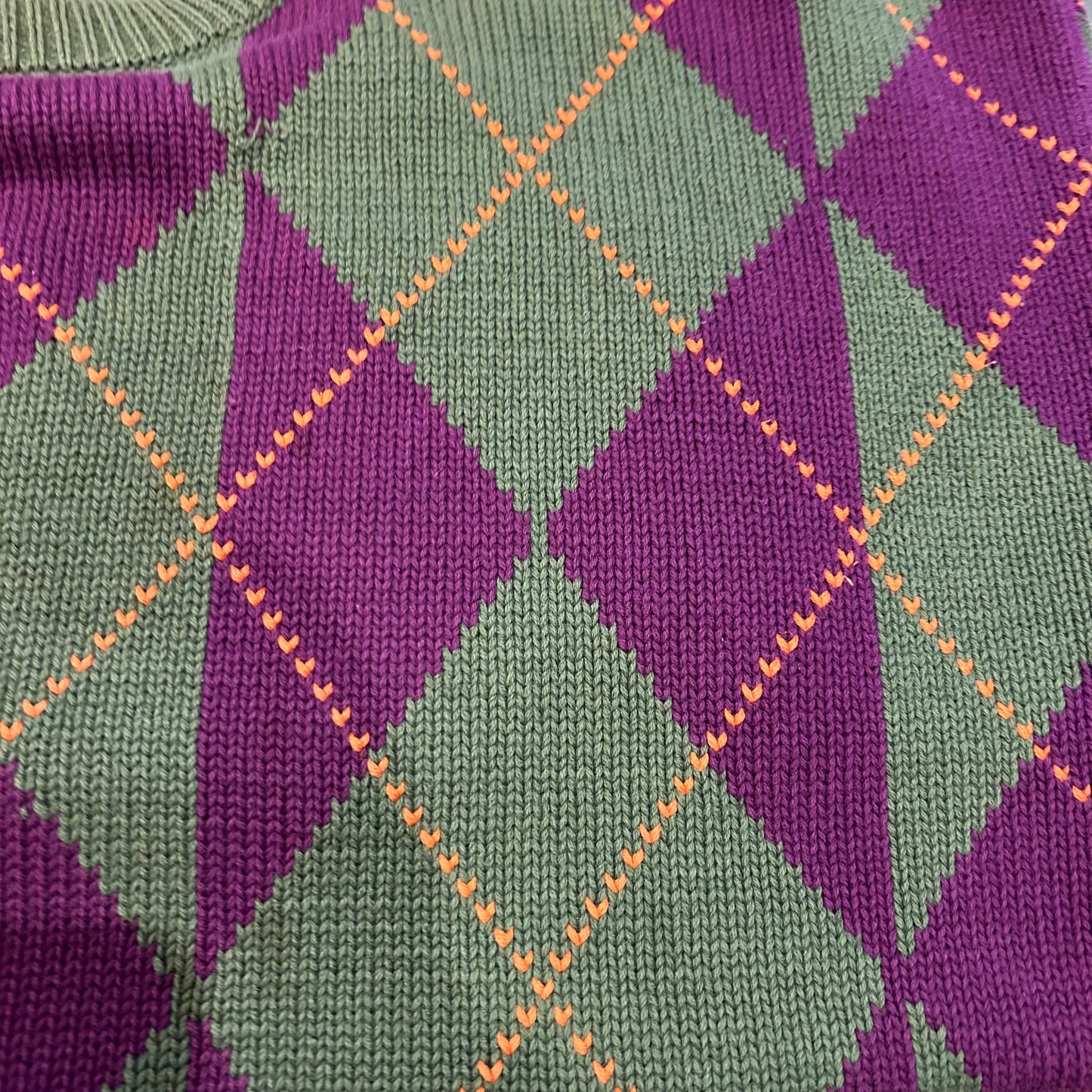 90's Nautica ノーティカ アーガイル柄コットンニット (L)/B0263K-SO