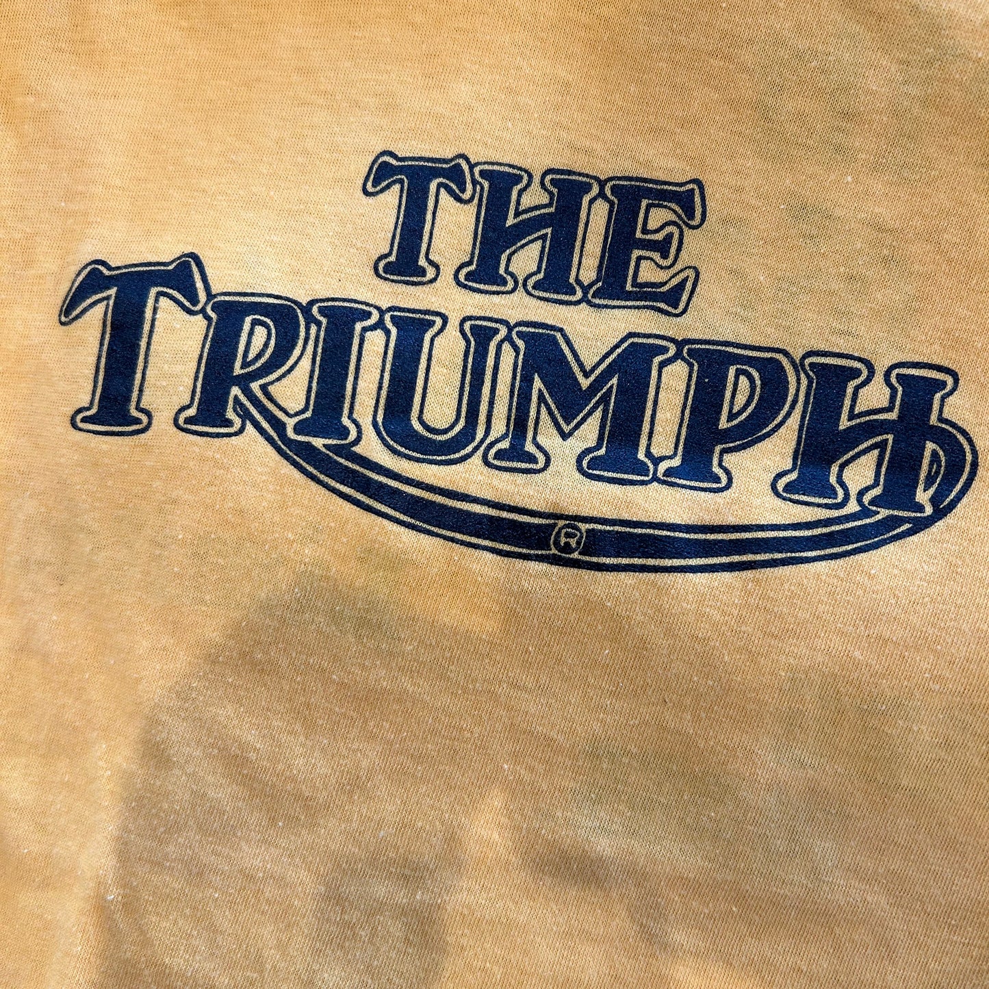 80's THE TRIUMPH トライアンフ プリントTシャツ バイク 黄色(L)/A3103T-SO