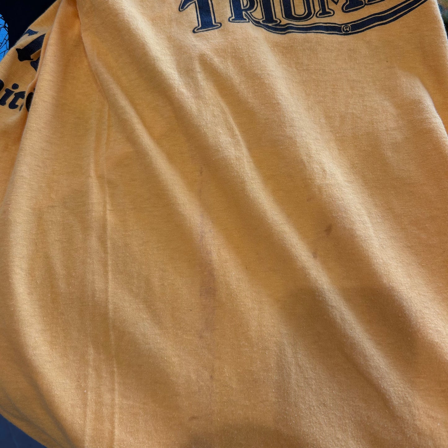 80's THE TRIUMPH トライアンフ プリントTシャツ バイク 黄色(L)/A3103T-SO