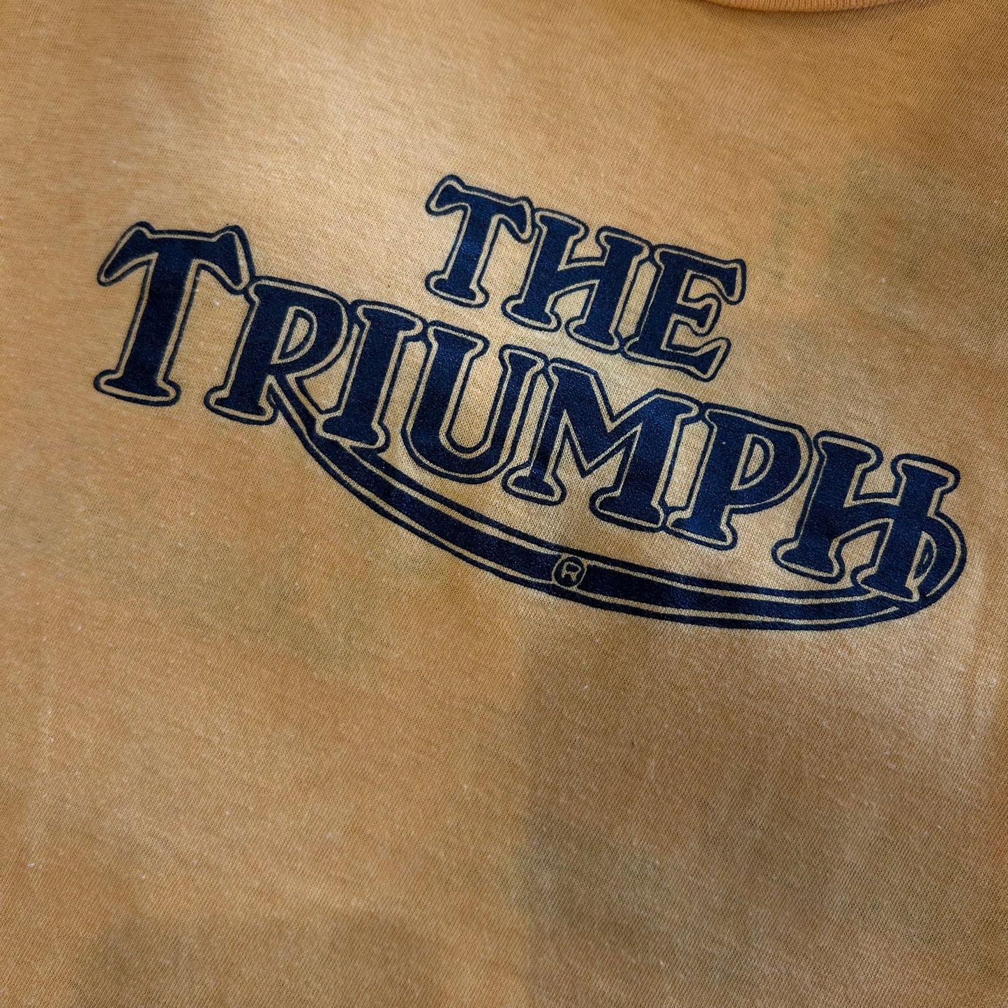 80's THE TRIUMPH トライアンフ プリントTシャツ バイク 黄色(L)/A3103T-SO