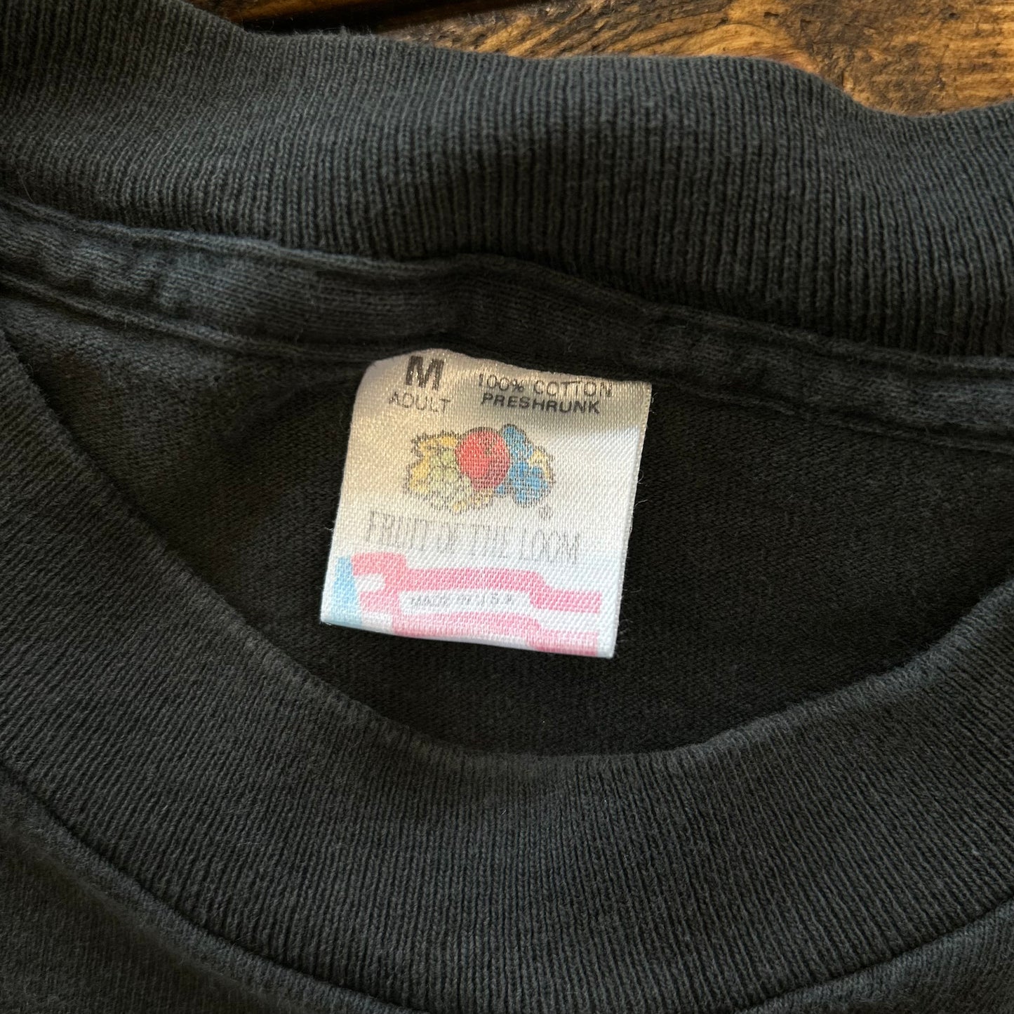 90's ALASKA イーグル巻きプリントTシャツ 黒(M)/A7185T-SO