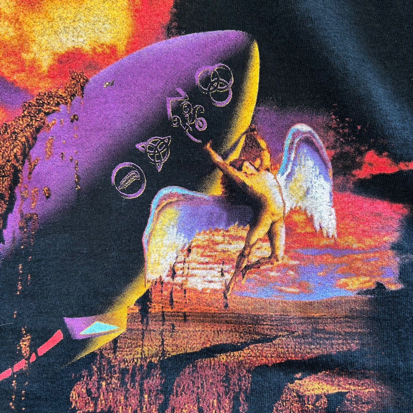 90's LED ZEPPELIN レッドツェッペリン Tシャツ Swan Song WINTERLAND 黒(XL)A6693T-SO