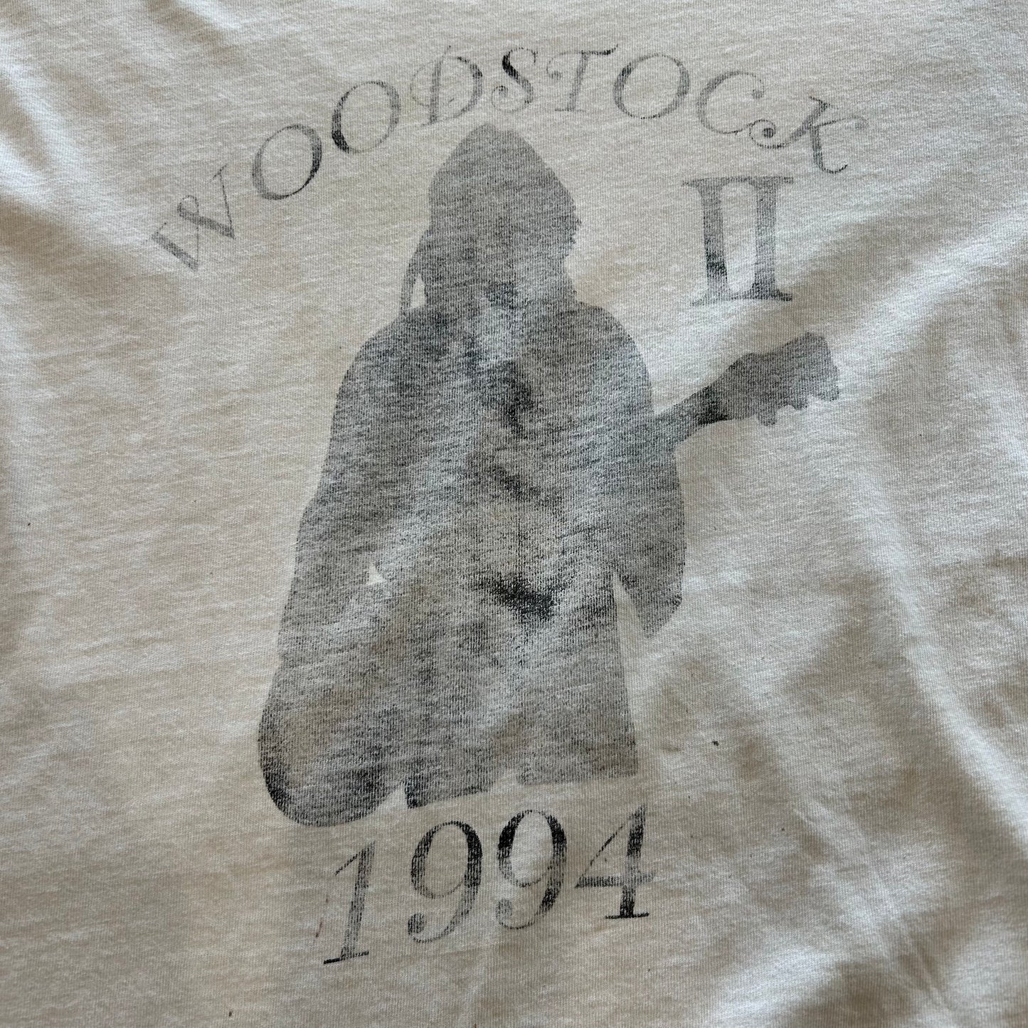 90's Woodstock 1994ウッドストック 染み込みプリントTシャツ 白 Fruit of the loom(XL)/A3947T-SO
