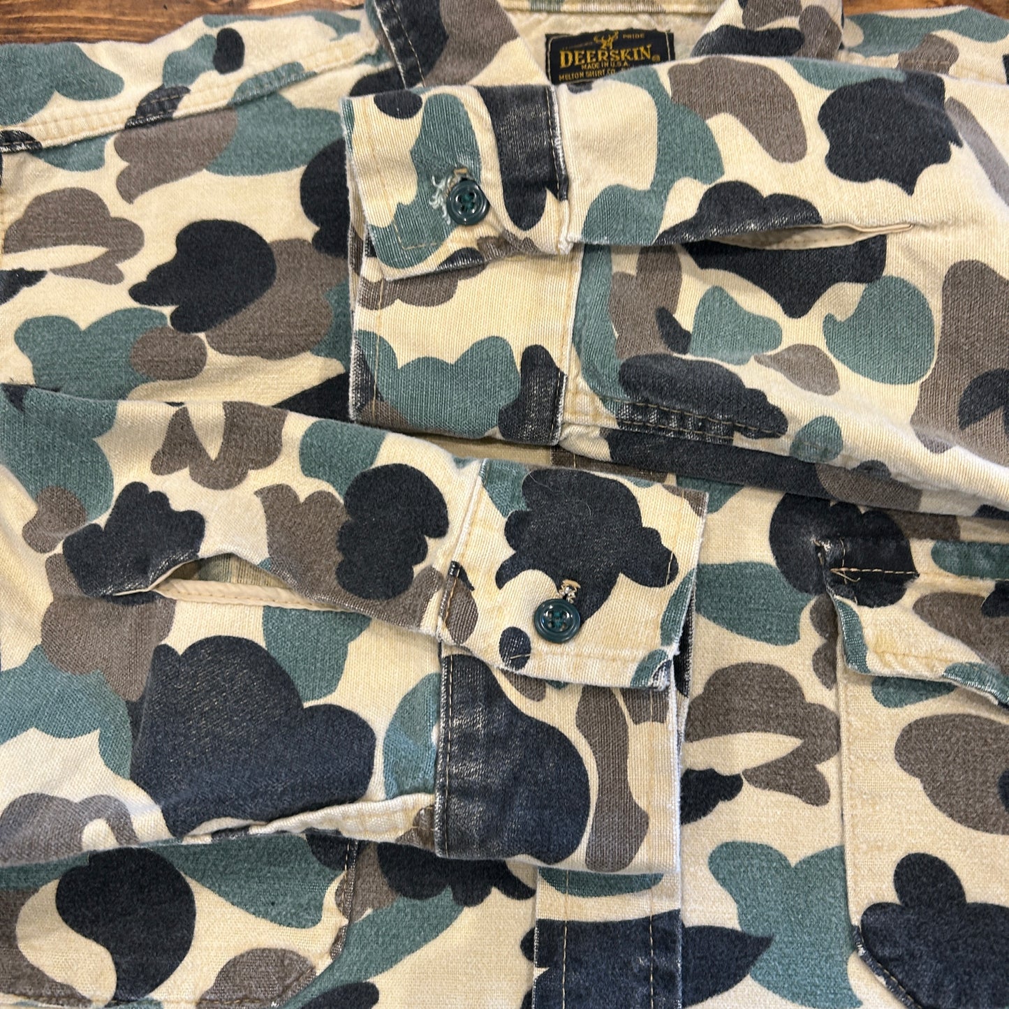 80's Melton DEERSKIN シャモアシャツ ハンティング カモ シャツ ベージュ (不明)/A8502S-SO