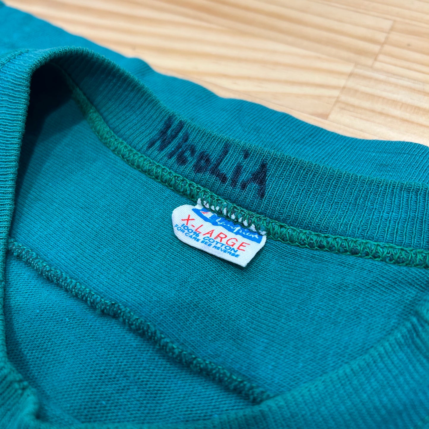 70's champion football フットボール Tシャツ グリーン (XL)/A7210T-SO