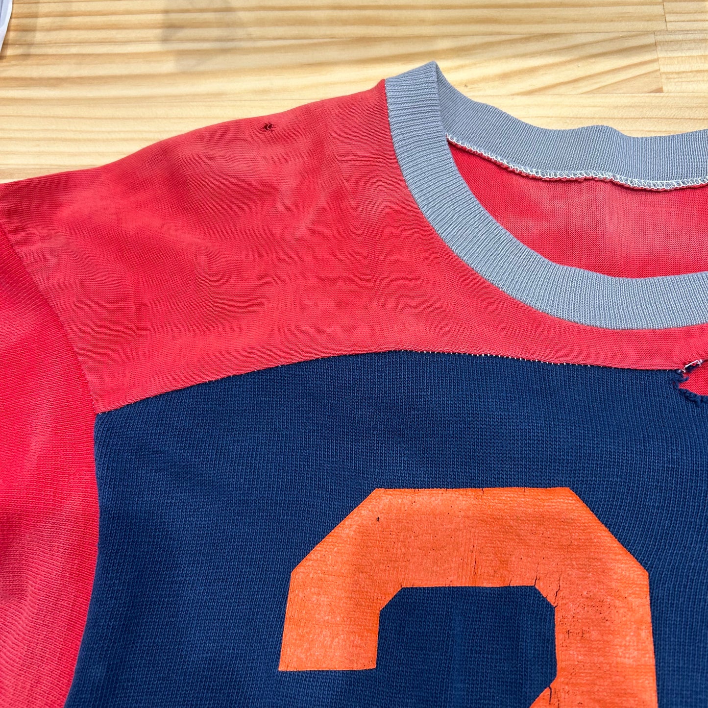 70's champion football T-shirt "27" チャンピオン フットボール Tシャツ ネイビー レッド (L)/A3444T-SO