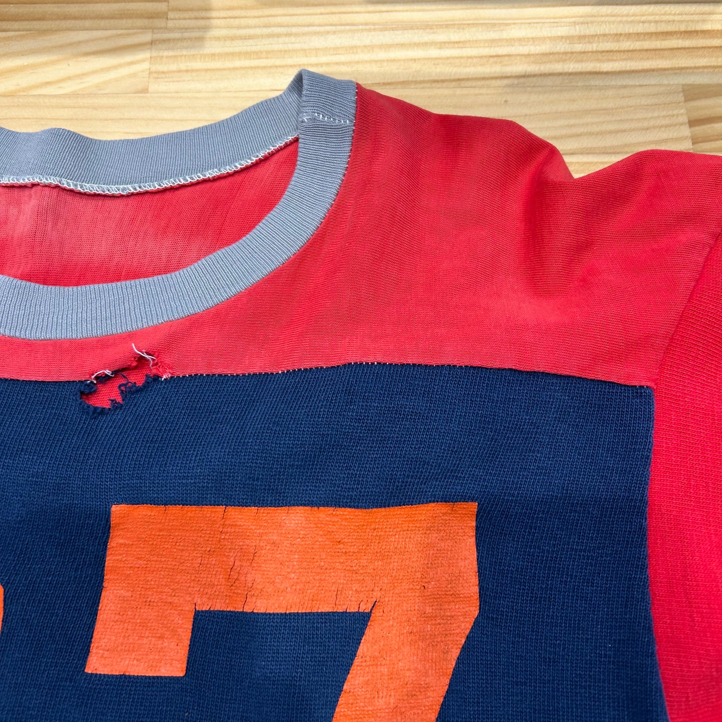 70's champion football T-shirt "27" チャンピオン フットボール Tシャツ ネイビー レッド (L)/A3444T-SO