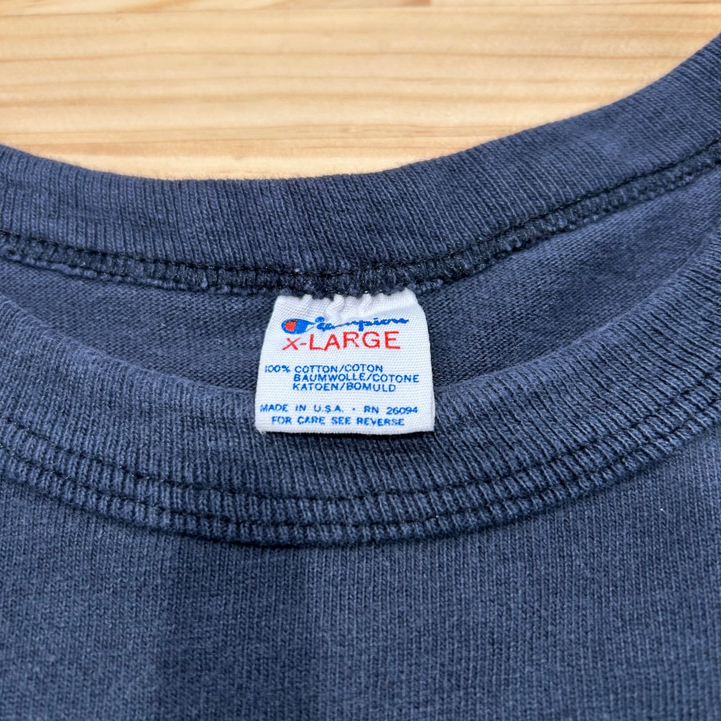 80's champion T shirt ブラック Tシャツ 無地 (XL)/A7203T-SO