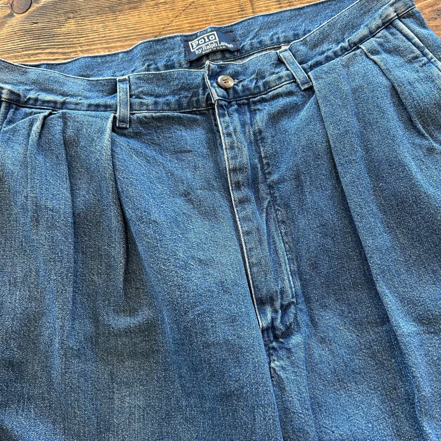 90's Polo Ralph Lauren "POLO DENIM" 2タックデニムスラックス USA製 (32×34)/A5334P-SO
