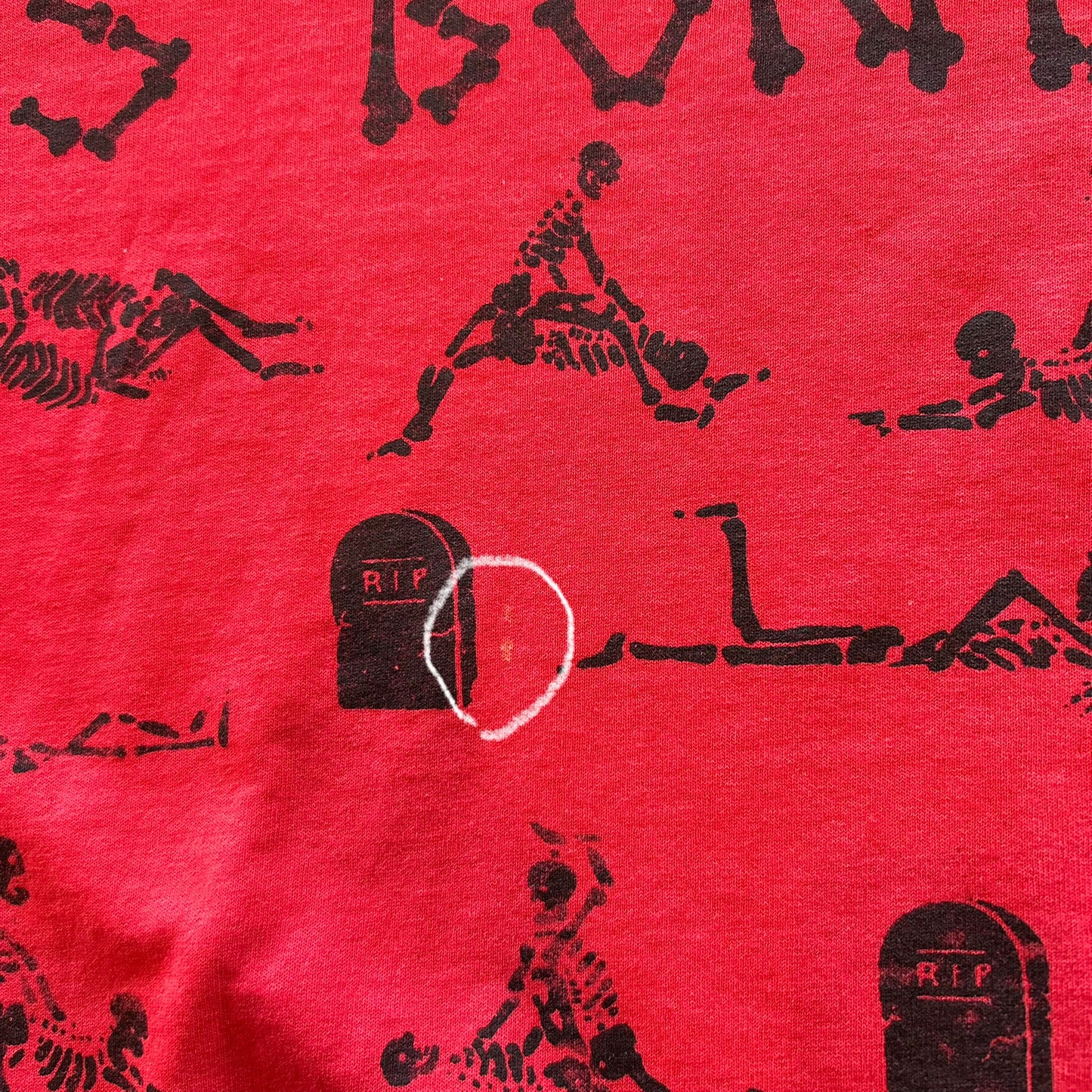 90's "LET'S BONE" スカルTシャツ 四十八手エロT ヘインズ 赤(XL)/A6467T-SO