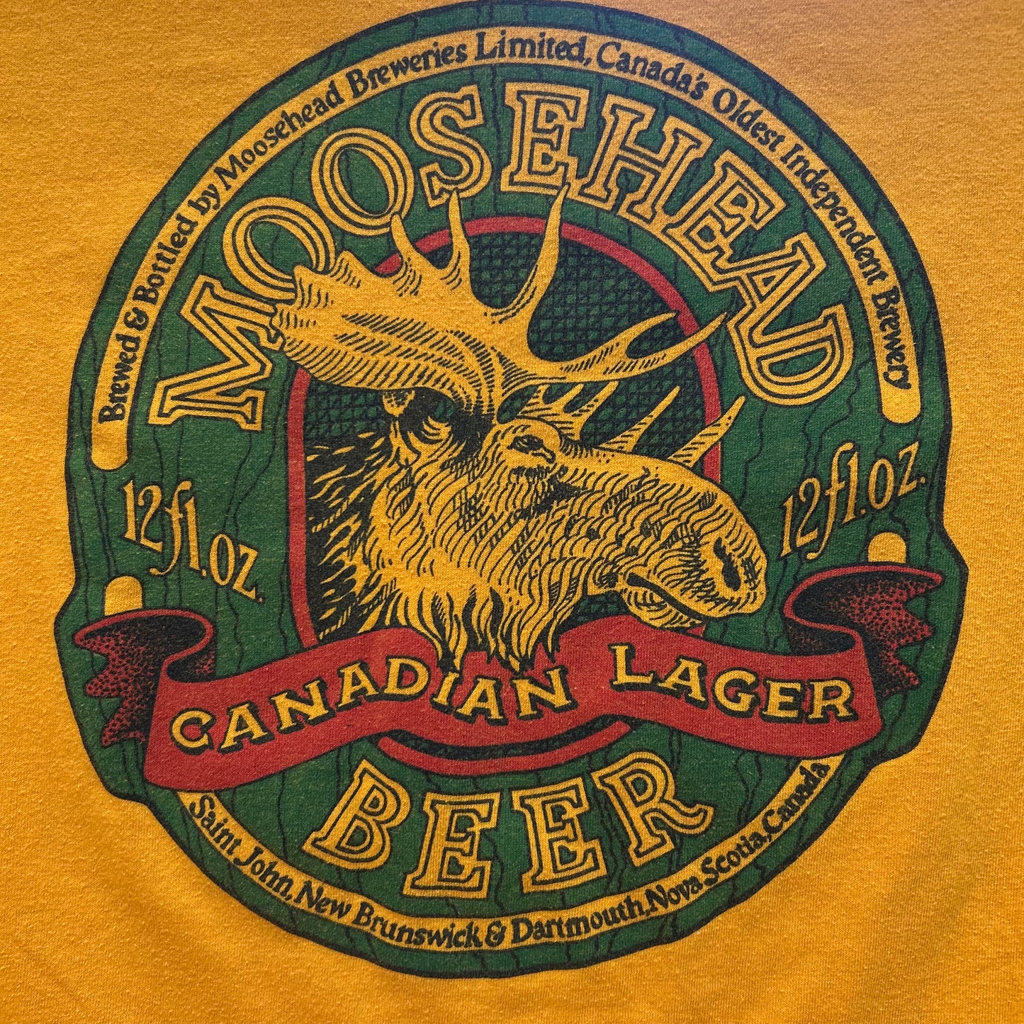 80's Sportswear MOOSEHEAD BEER ムースヘッドビール 企業Tシャツ 黄色(XL)/A6432T-SO