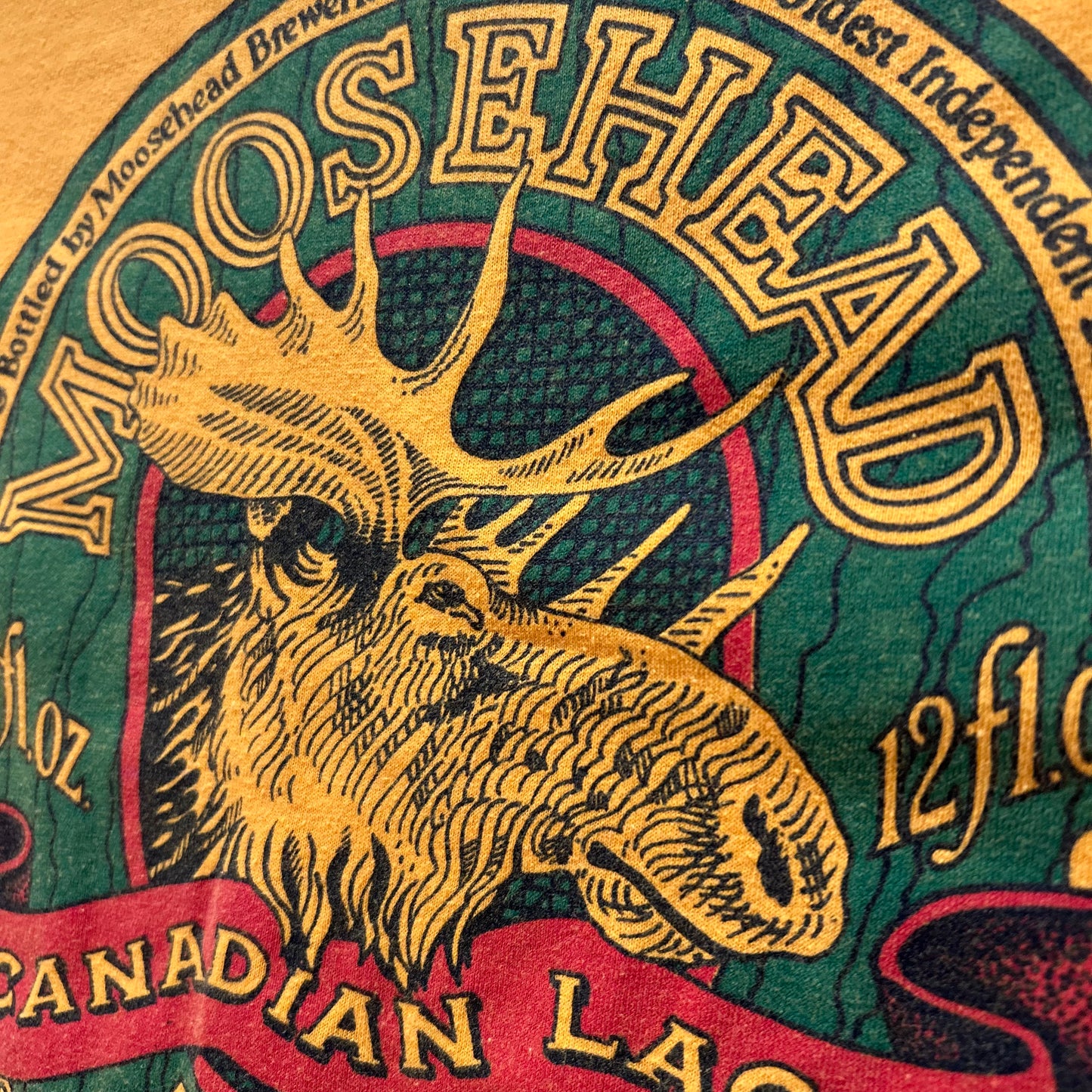 80's Sportswear MOOSEHEAD BEER ムースヘッドビール 企業Tシャツ 黄色(XL)/A6432T-SO