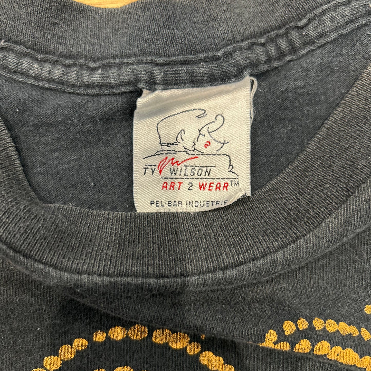 90's TY WILSOON アートTシャツ サンフェード 黒(XL)/A6486T-SO