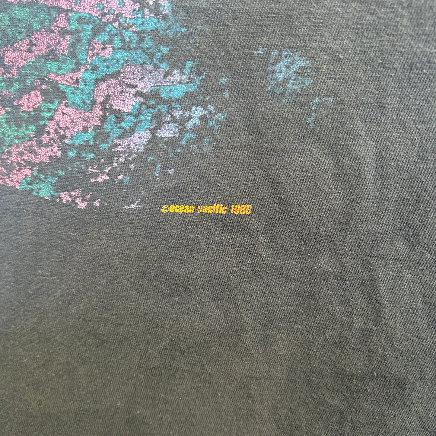 80's Ocean Pacific サーファー グラフィックTシャツ 紺 (L)/C1117T-SO