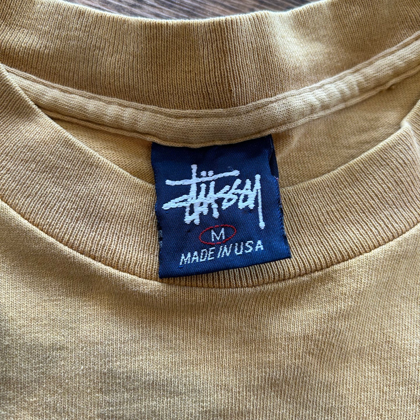 90's Stussy オールドステューシー カモフラ”S”ロゴTシャツ USA製 マスタード(M)/A7242T-SO