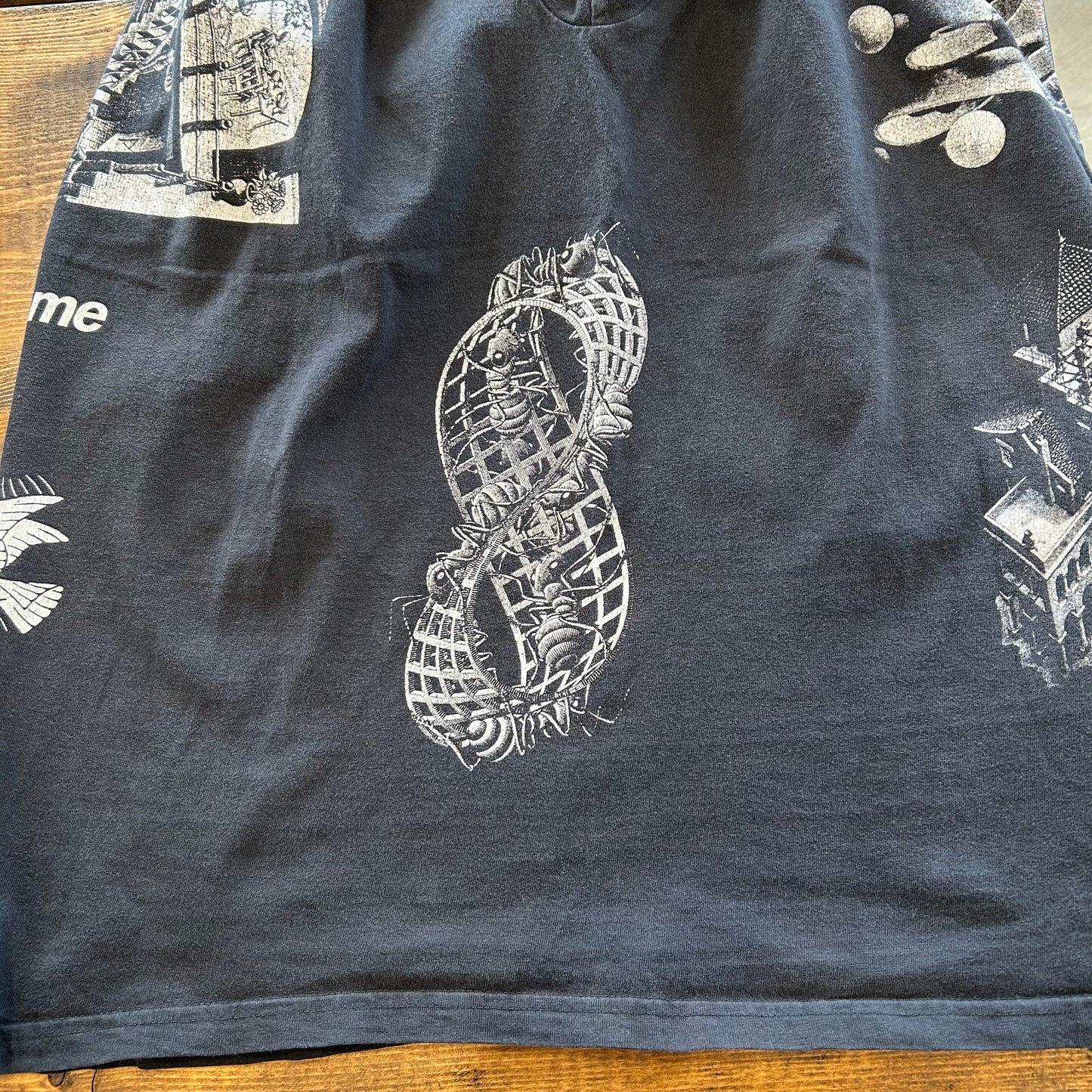00's SUPREME×M.C.ESCHER エッシャー アートTシャツ マルチプリント 黒(XL)/A7243T-0SO