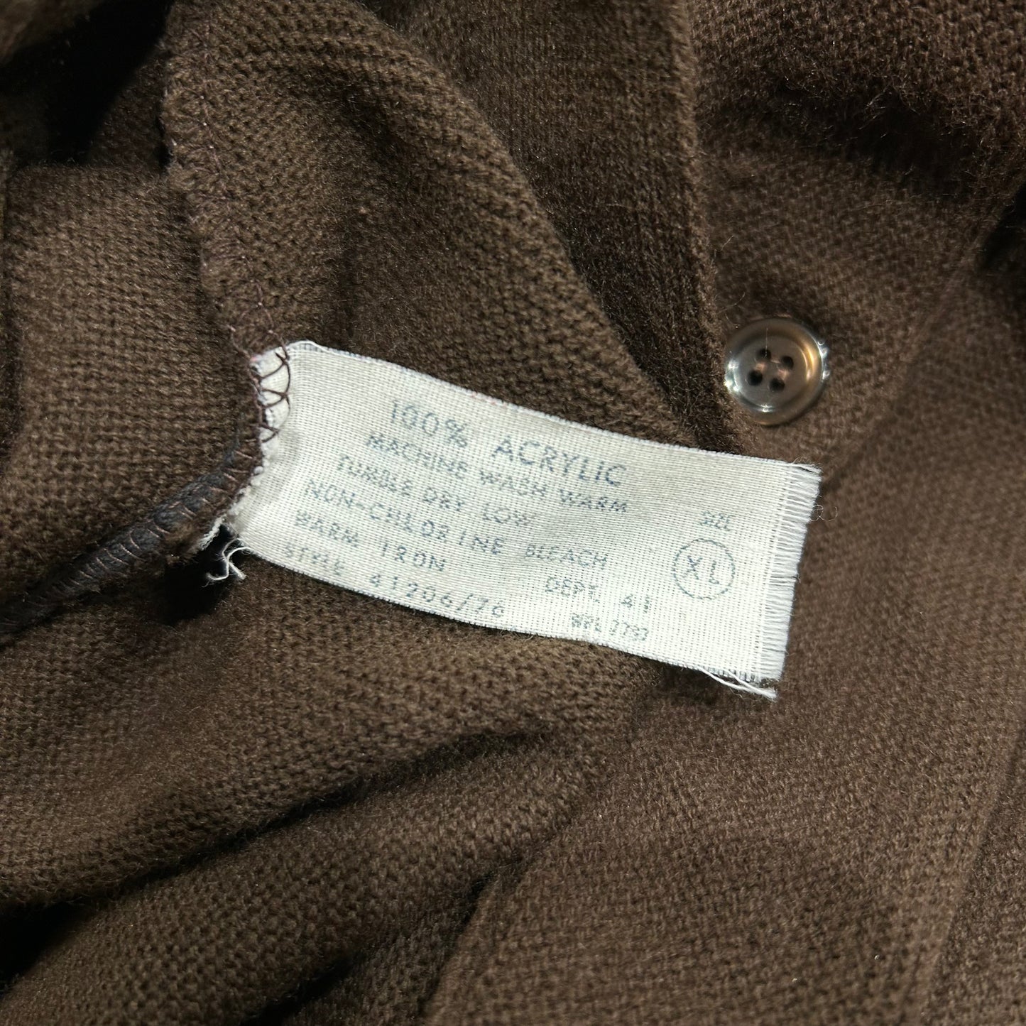 90's Sears アクリルカーディガン 茶(XL)/B0302C-SO