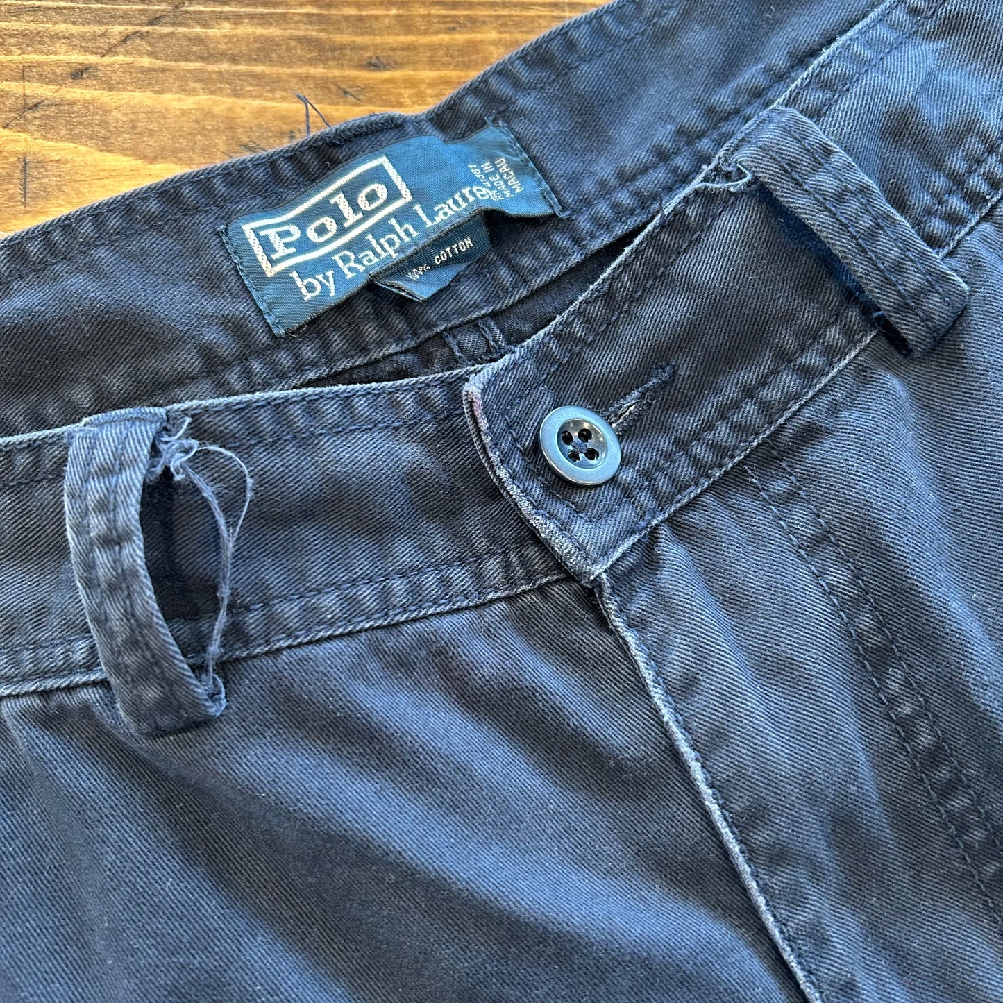 90's Polo Ralph Lauren ”POLO 67 CHINO"ラルフ ミリタリーカーゴショーツ ハーフバンツ ネイビー(W34)/B2303P-SO