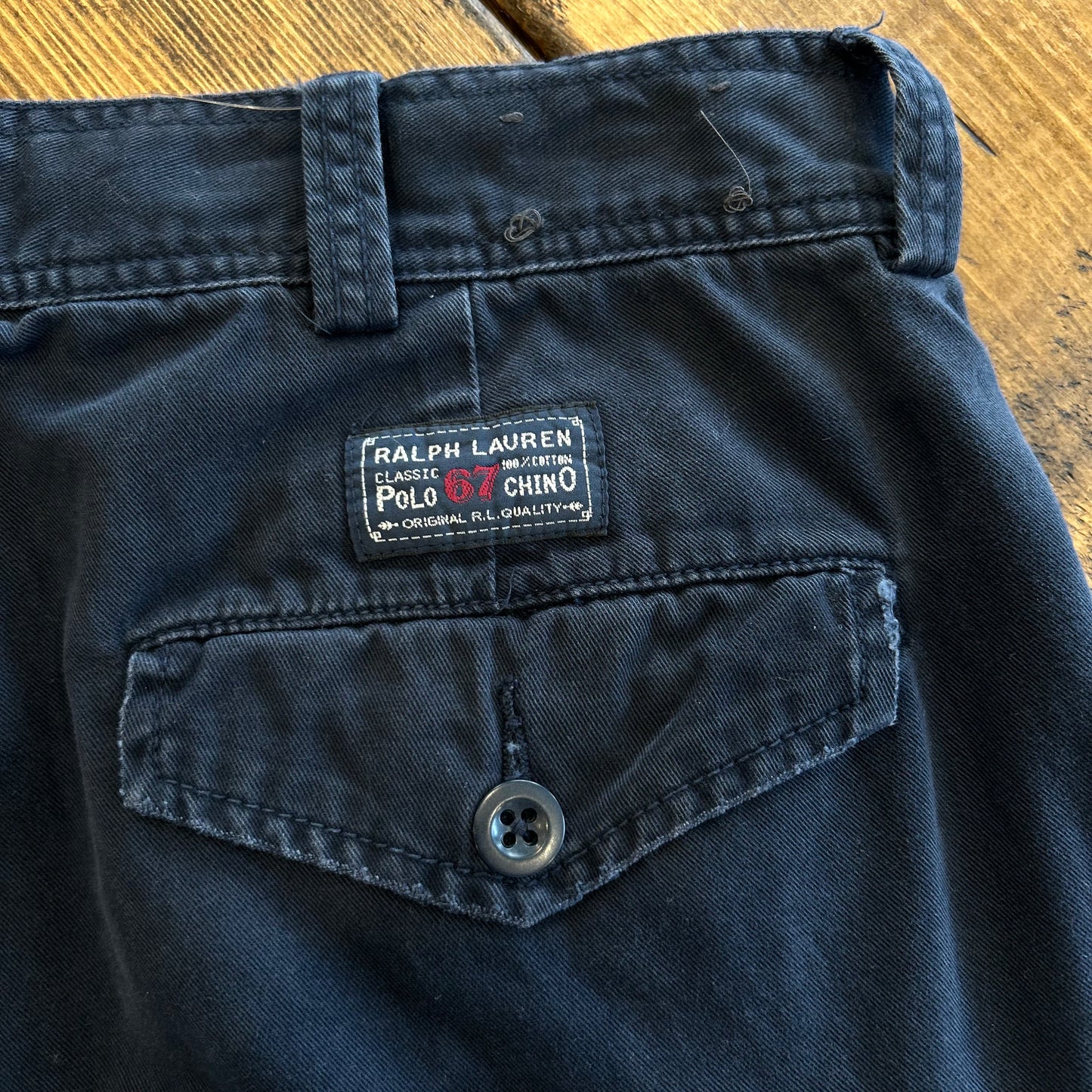 90's Polo Ralph Lauren ”POLO 67 CHINO"ラルフ ミリタリーカーゴショーツ ハーフバンツ ネイビー(W34)/B2303P-SO