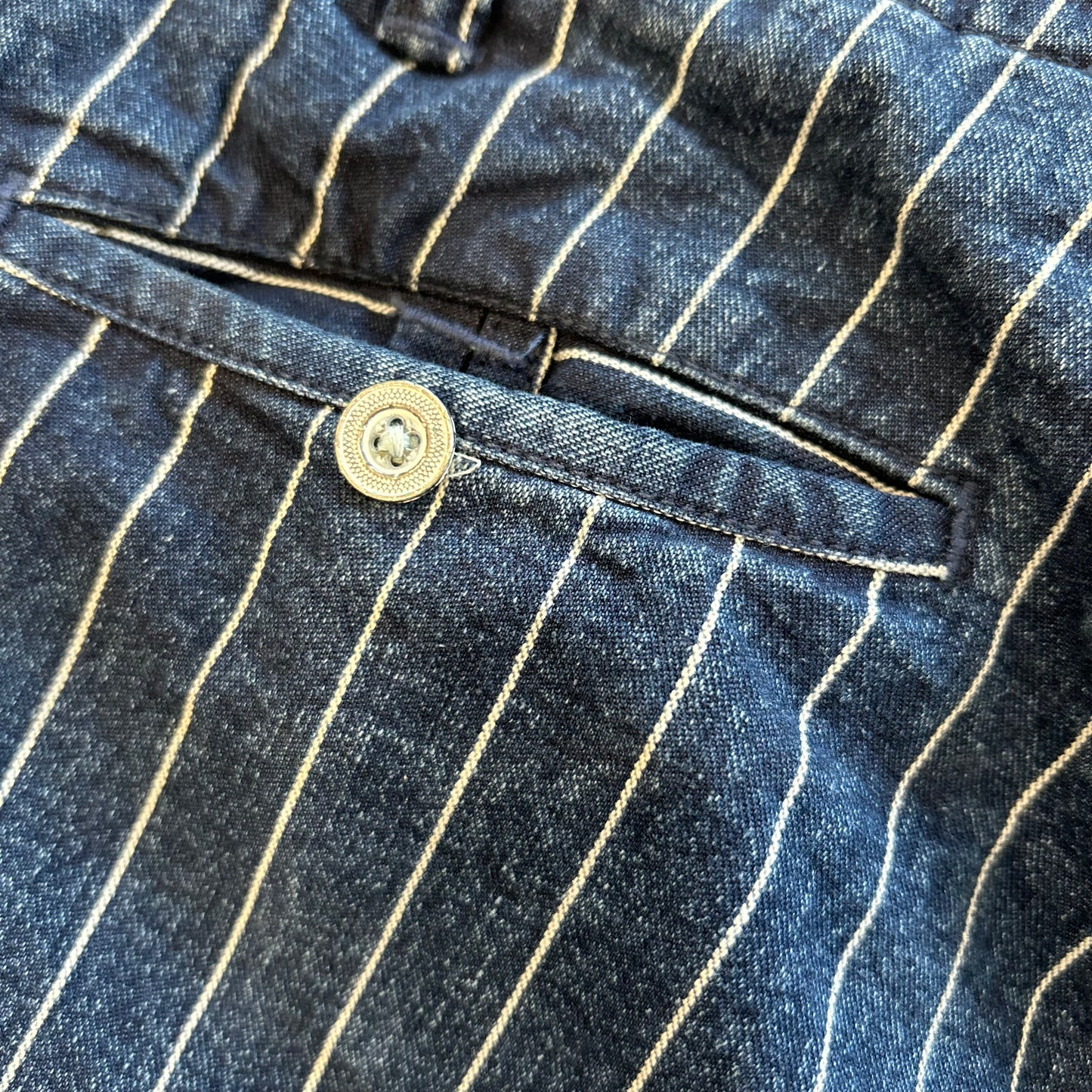 00's POLO ラルフローレン デニムストライプショーツ ハーフパンツ 紺(W36)/A3909P-SO