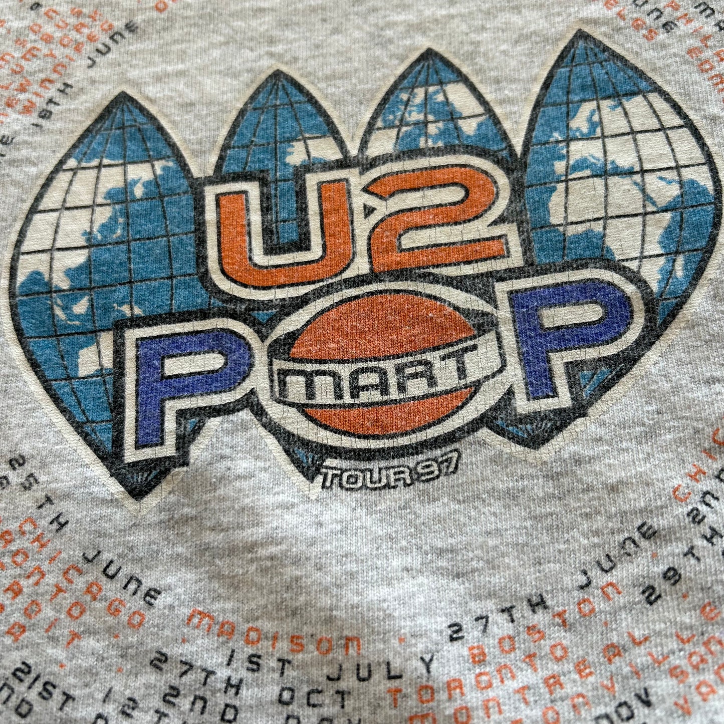 90's U2 POP MART TOUR97' ツアーTシャツ グレー(XL)/A7246T-SO
