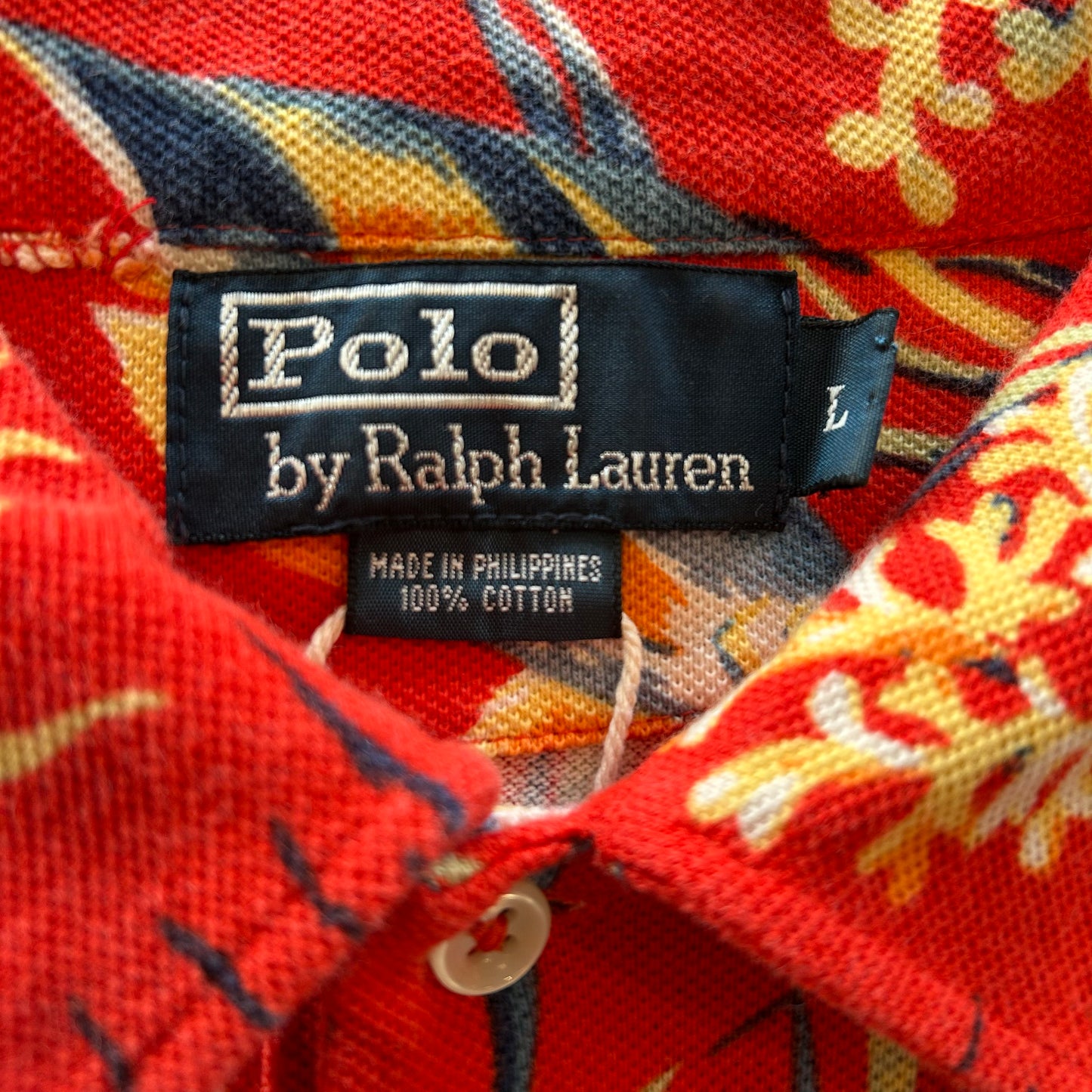 00's Polo Ralph Lauren ラルフローレン 熱帯魚柄ポロシャツ 朱色(L)/A6601T-SO