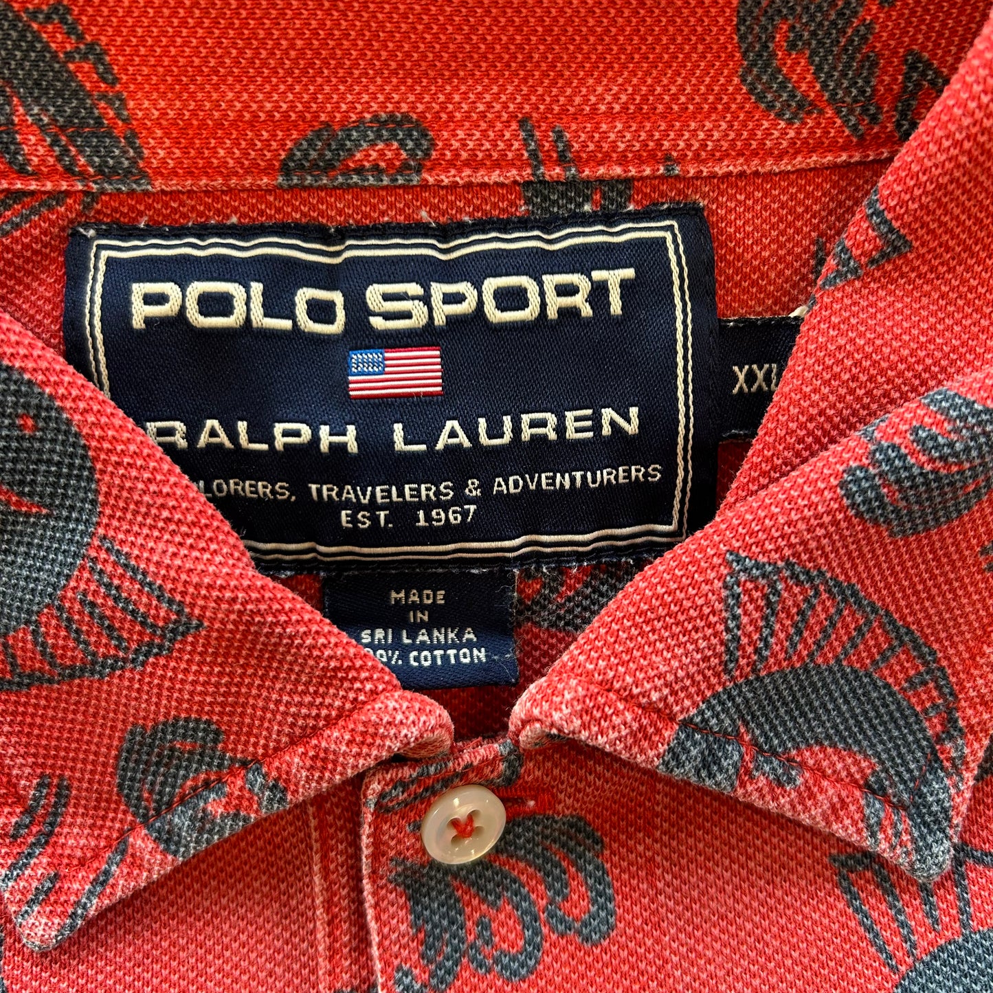 90's Polo Sport カジキマグロ柄ポロシャツ (XXL)/A3179T-SO