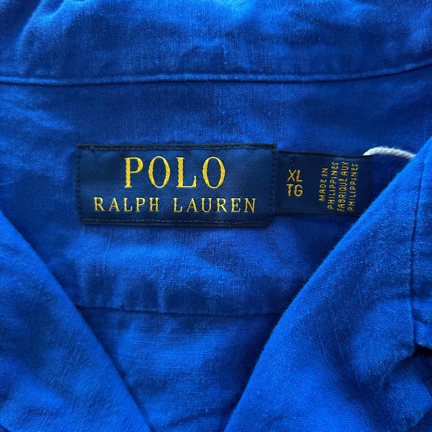 00's Polo ラルフローレン リネン混オープンカラーシャツ 青(XL)/A3008SH-SO