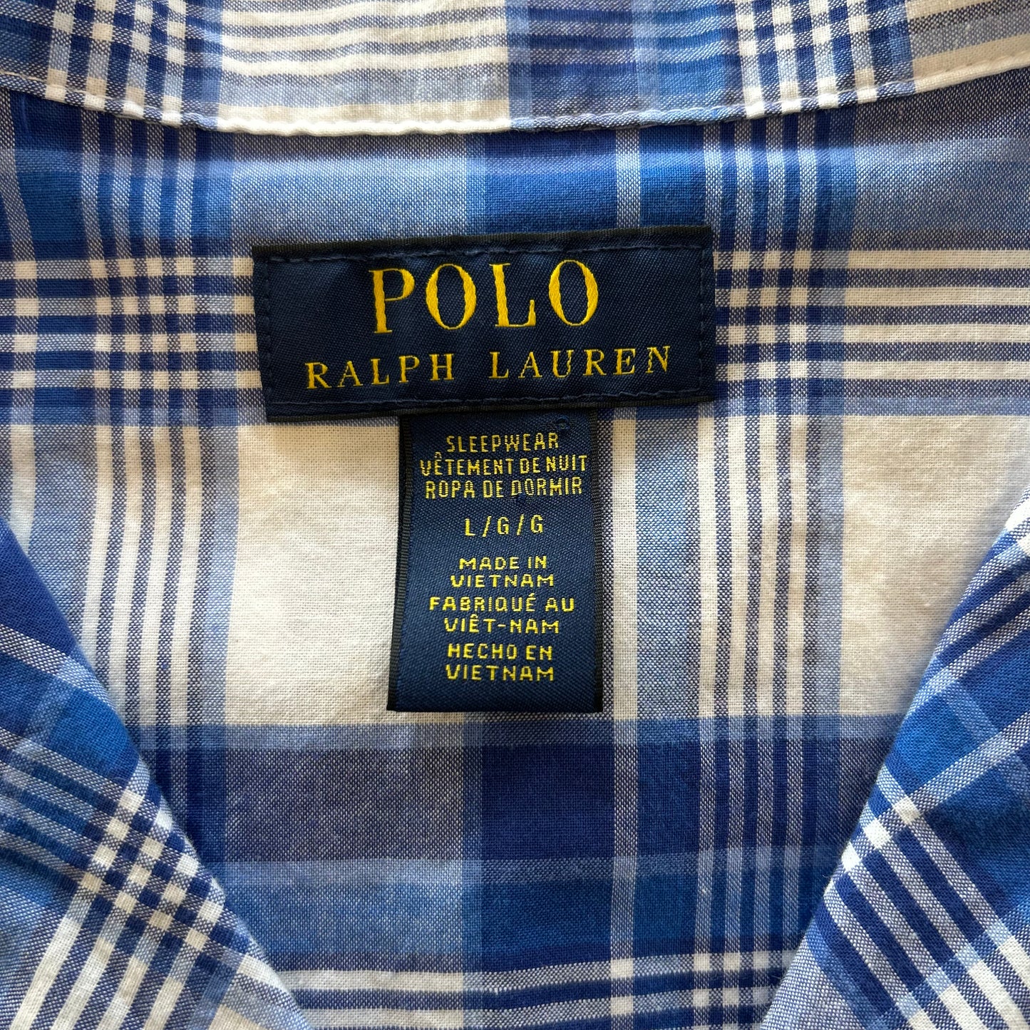 00's Polo Ralph Lauren ラルフローレン オープンカラーチェックシャツ 青白(L)/A3747SH-SO