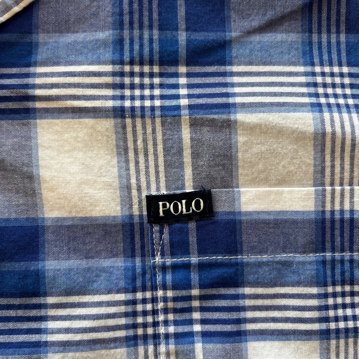 00's Polo Ralph Lauren ラルフローレン オープンカラーチェックシャツ 青白(L)/A3747SH-SO
