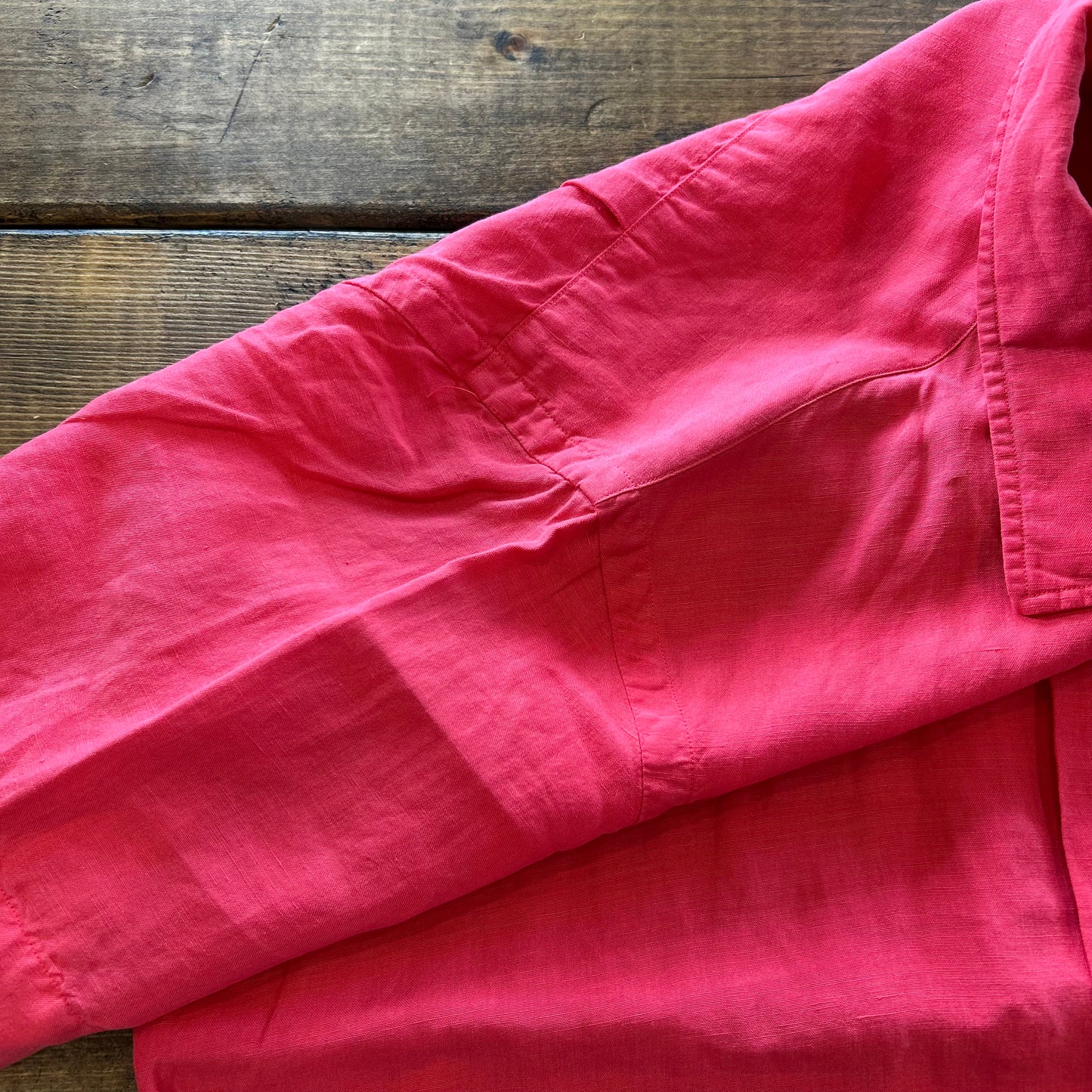00's Polo Ralph Lauren ラルフ シルク/リネン オープンカラーシャツ 裾ポニー ピンク(M)/A3019SH-SO