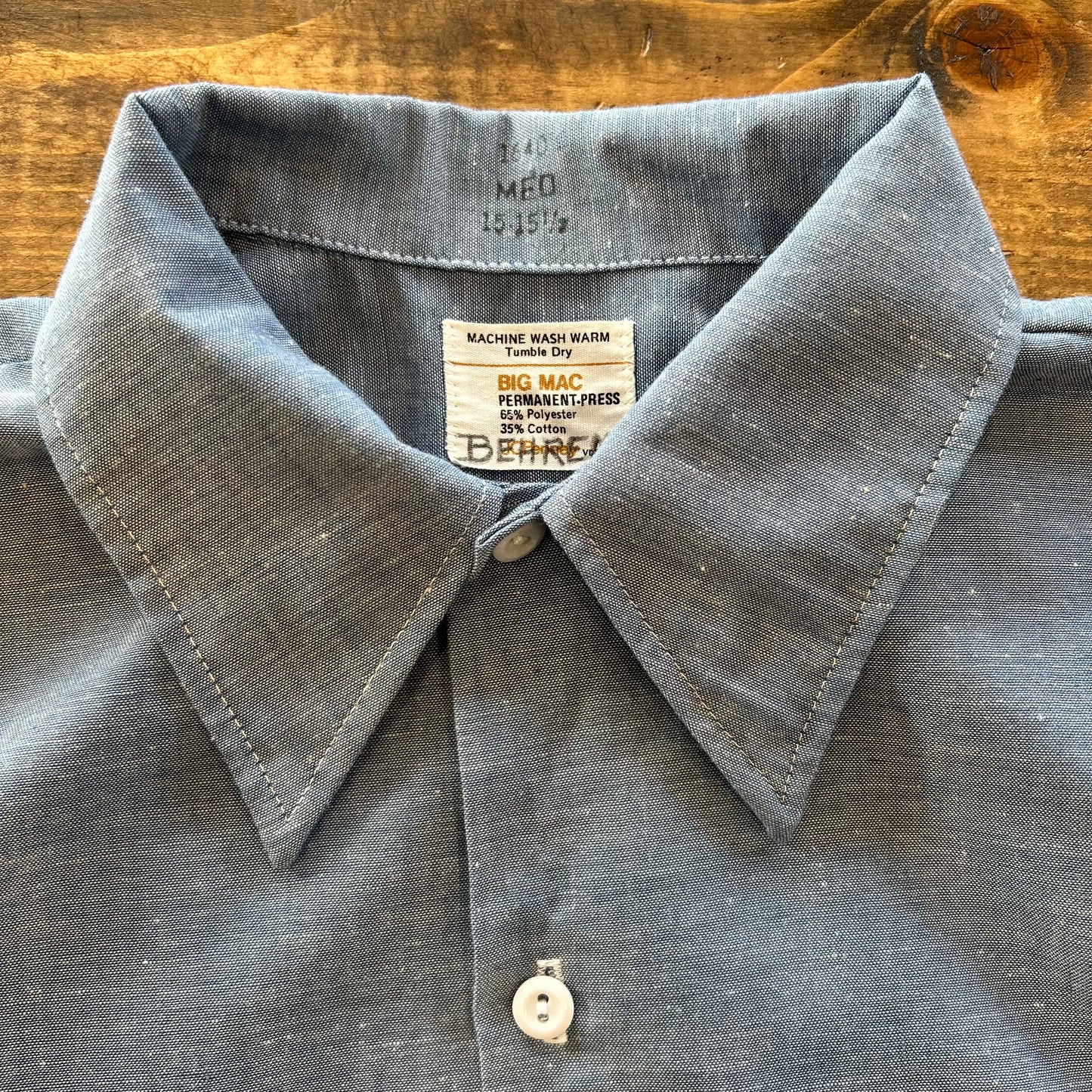 70's BIG MAC 半袖シャンブレーワークシャツ J.C.Penney (M)/A6626SH-SO
