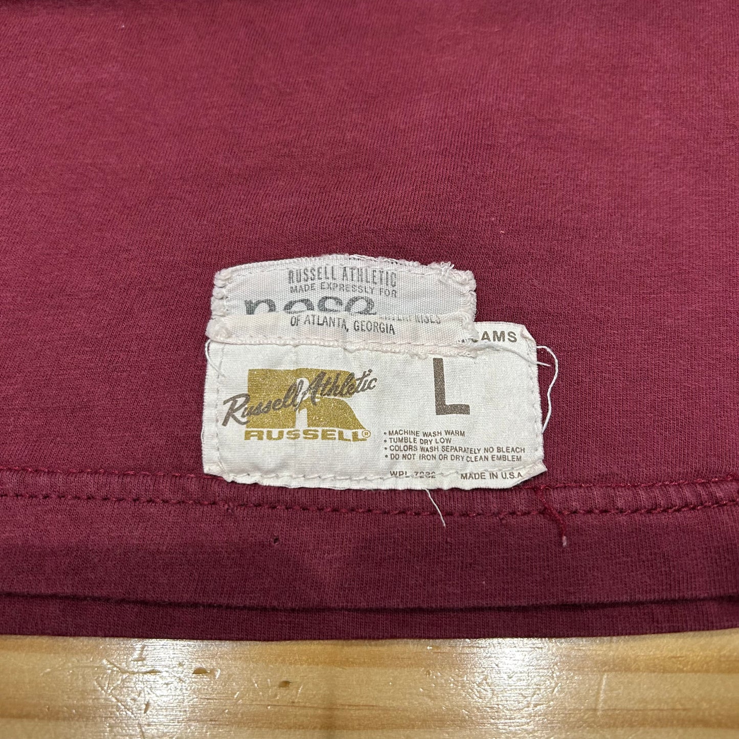 70's Russell football T-shirt "Pikes" フットボール Tシャツ えんじ (L)/A4256T-SO