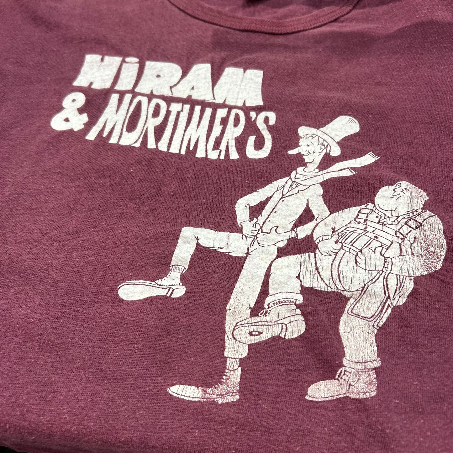 70's MASON "HiRAM & MORTIMER'S" Tシャツ えんじ (46-48)/A3799T-SO
