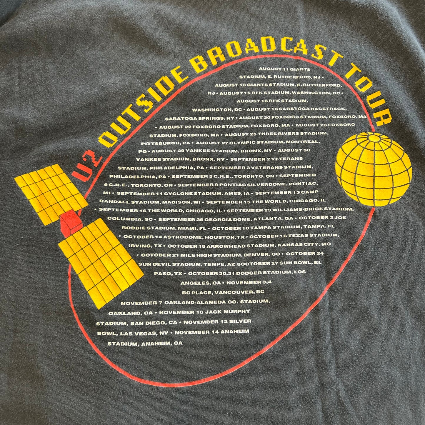 90's U2 "OUTSIDE BROADCAST"ツアーTシャツ 黒/A7254T-SO