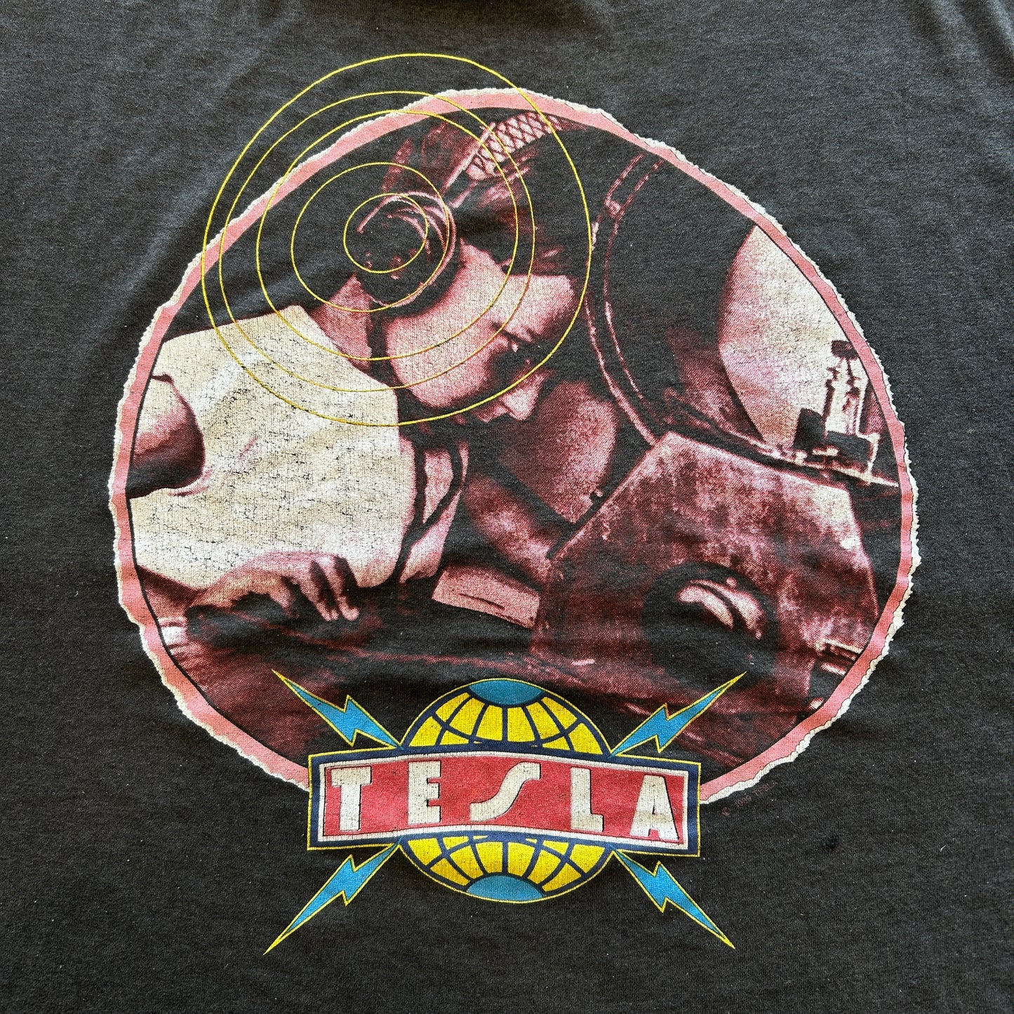 80's TESLA テスラ1989 World Tour Tシャツ 黒(XL)/A6689T-SO
