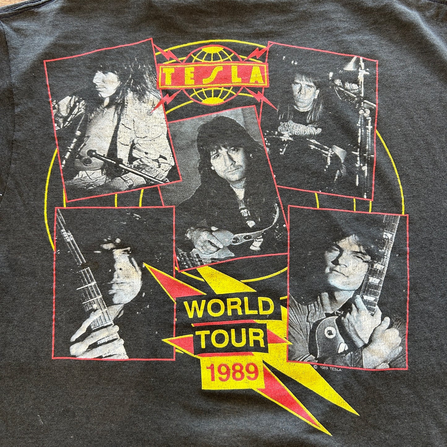 80's TESLA テスラ1989 World Tour Tシャツ 黒(XL)/A6689T-SO