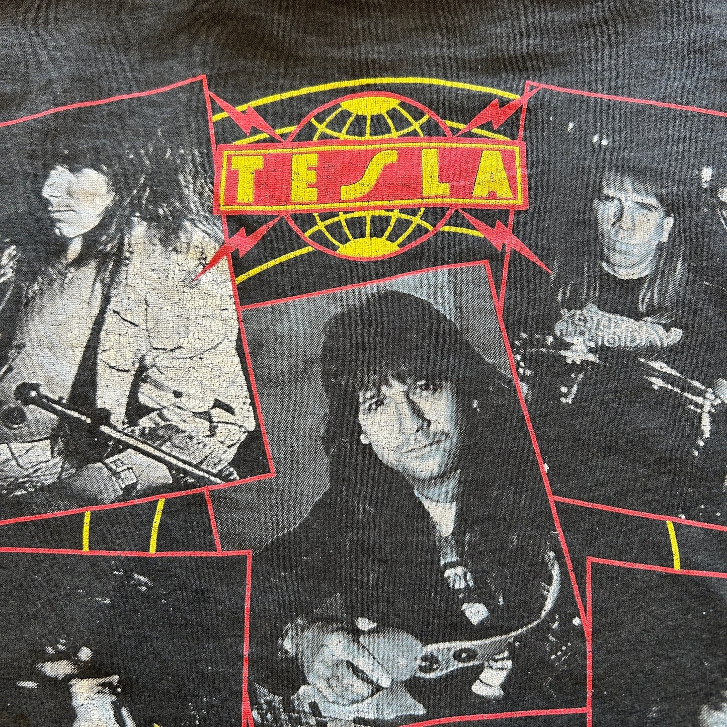 80's TESLA テスラ1989 World Tour Tシャツ 黒(XL)/A6689T-SO