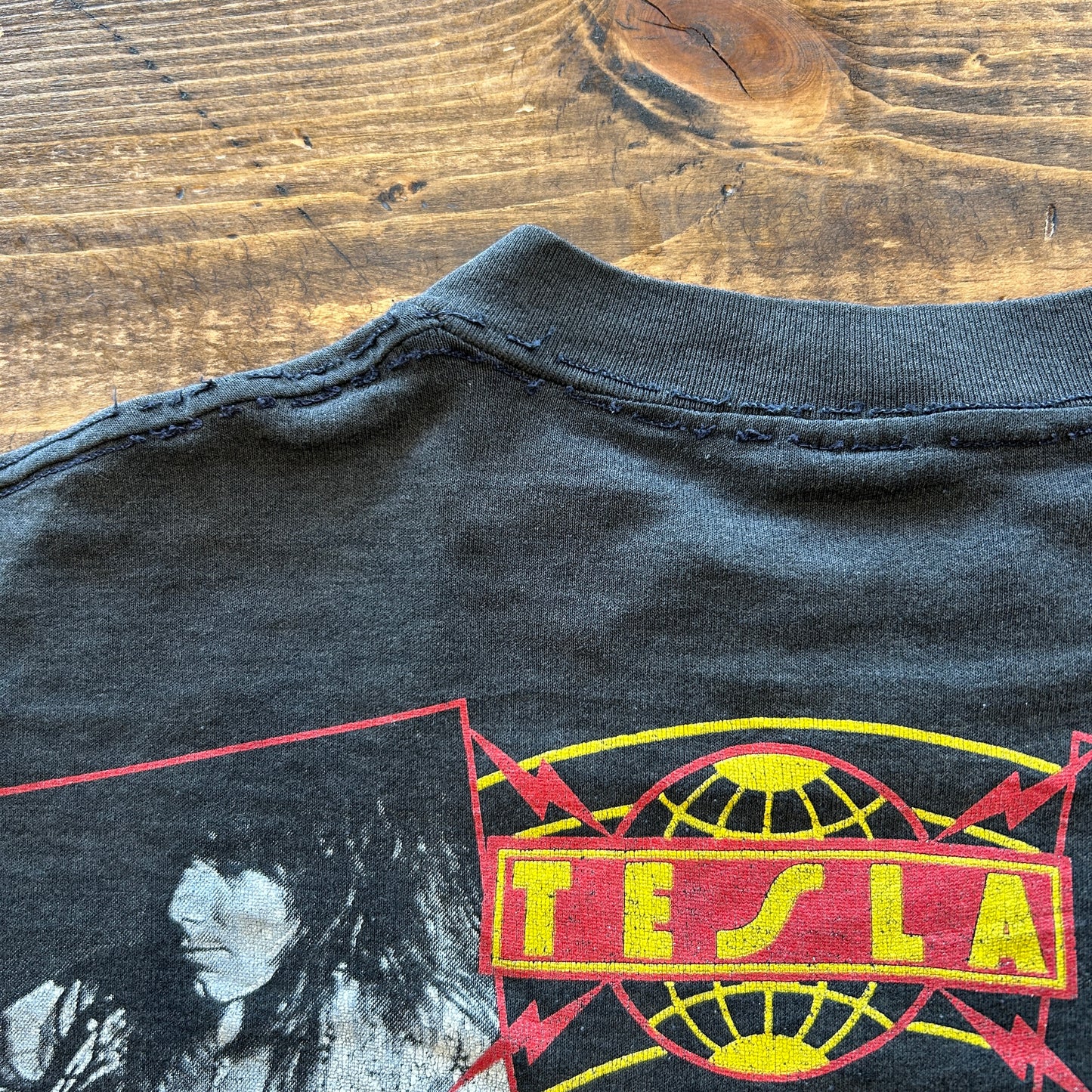 80's TESLA テスラ1989 World Tour Tシャツ 黒(XL)/A6689T-SO