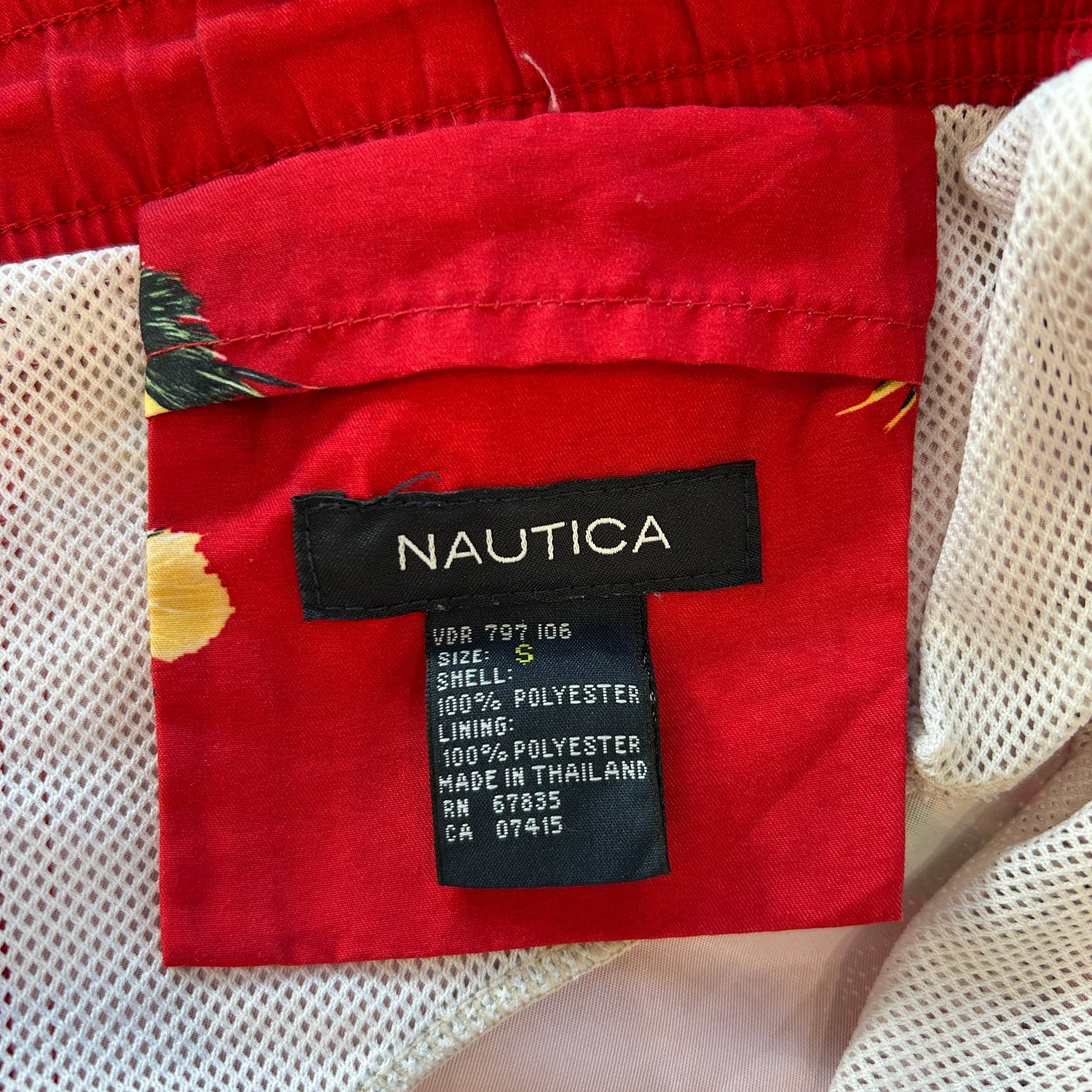 00's NAUTICA ノーティカ ルアー柄 ナイロンスイムショーツ 赤(S)/B2243P-SO