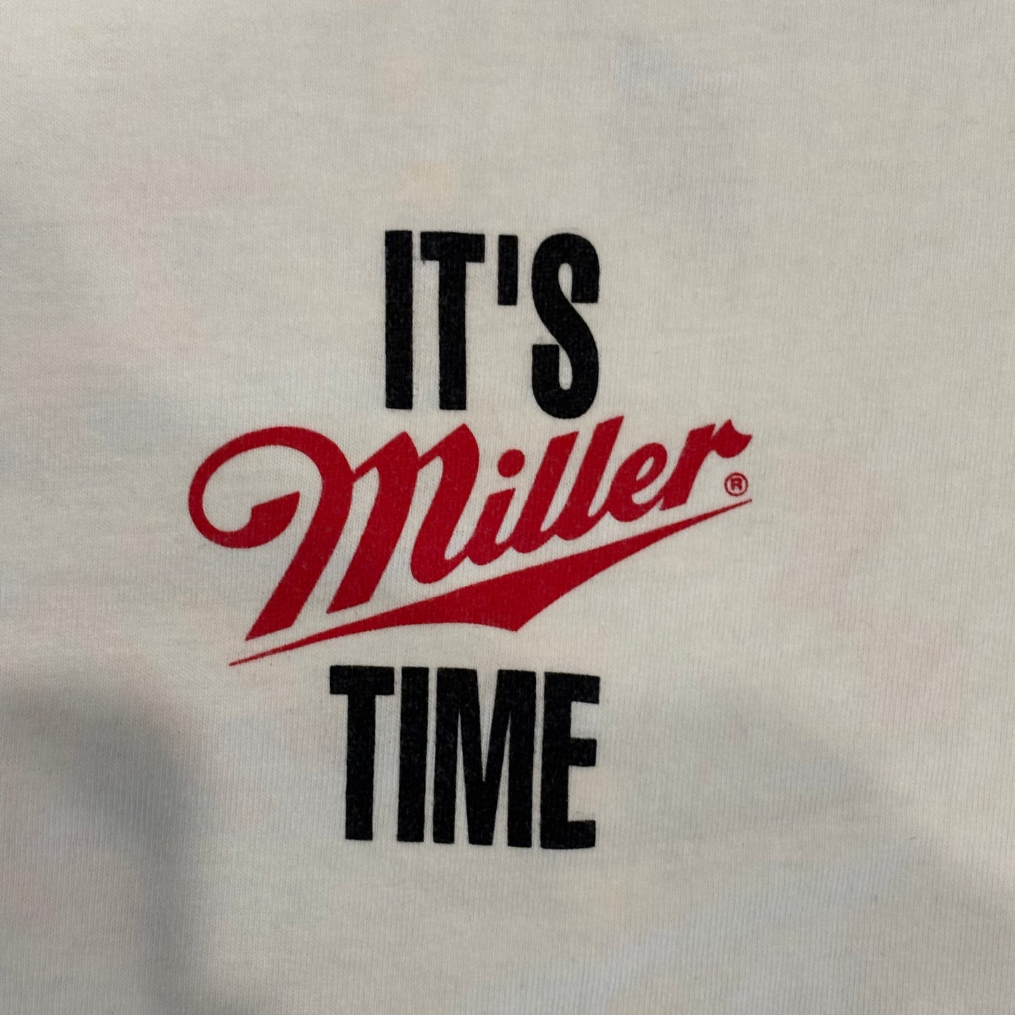 90's HOLOUBEX Miller "IT'S MILLER TIME" お酒 Tシャツ 白 (XL)/B2577T-SO