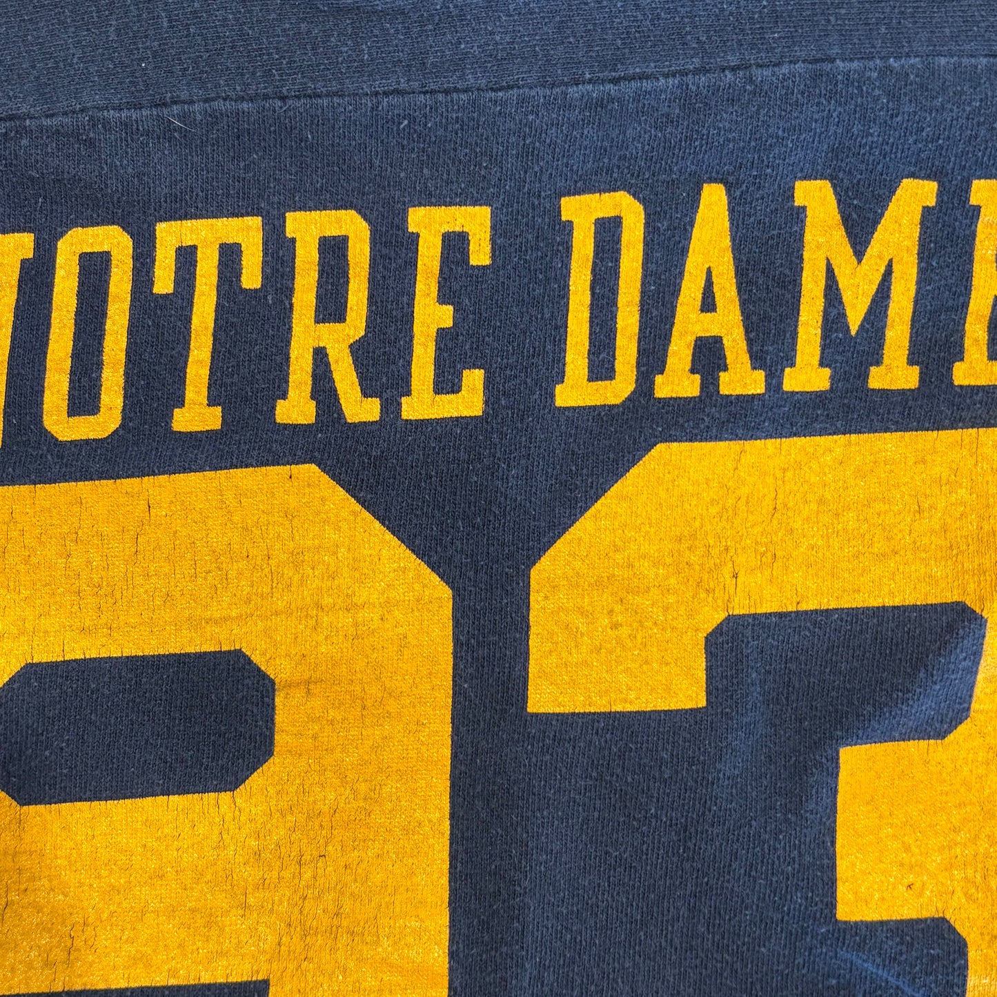 80's Champion NORTH DAME 93 フットボールTシャツ 紺 (XL)/A7216T-SO