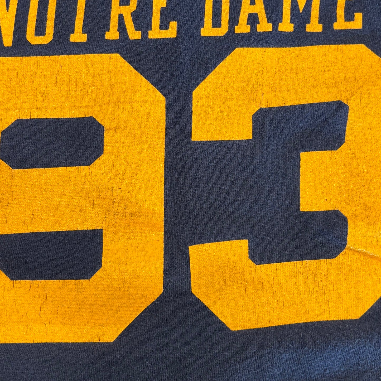 80's Champion NORTH DAME 93 フットボールTシャツ 紺 (XL)/A7216T-SO