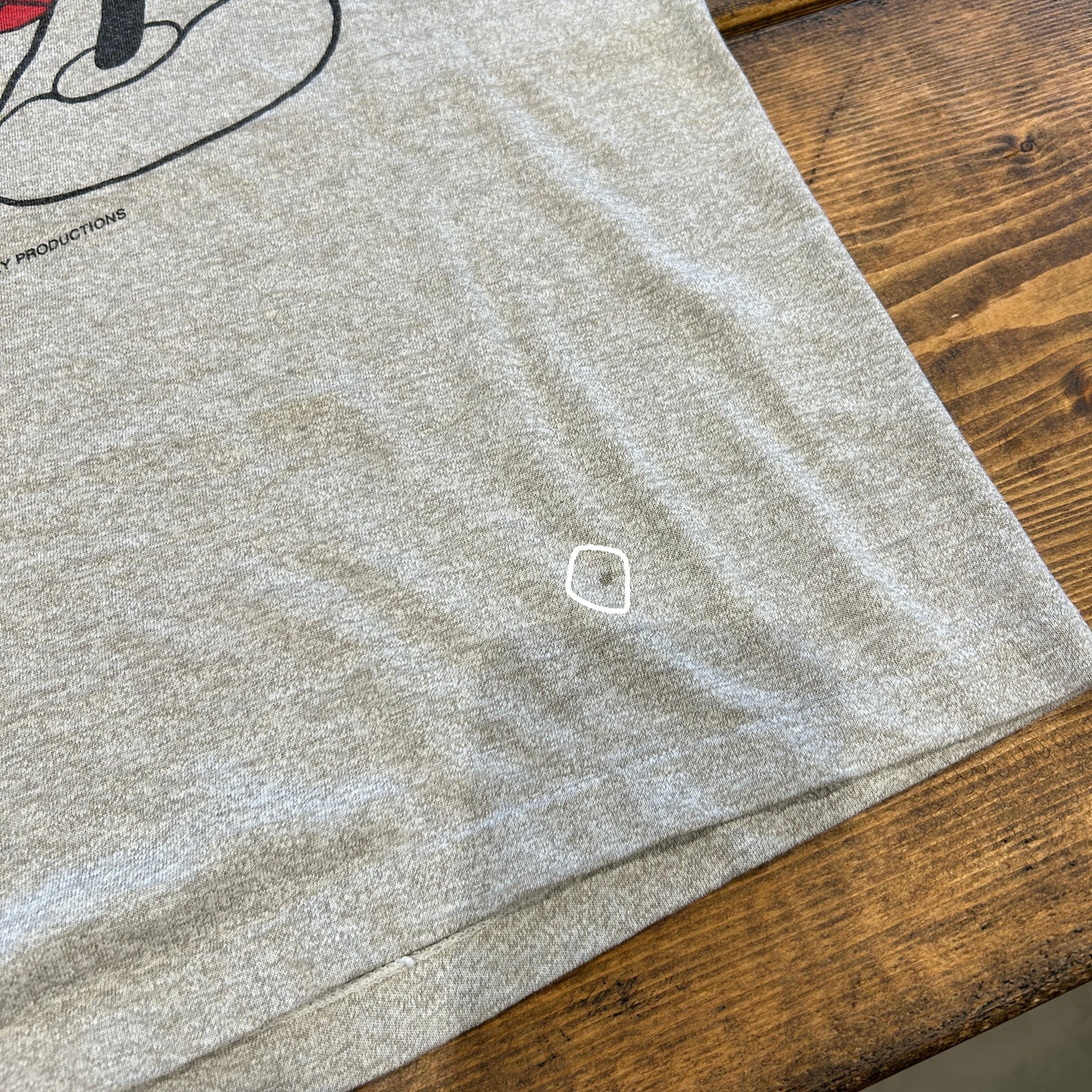 80's Disney ミッキーマウス 染み込みプリントリンガーTシャツ グレー/B2746T-SO