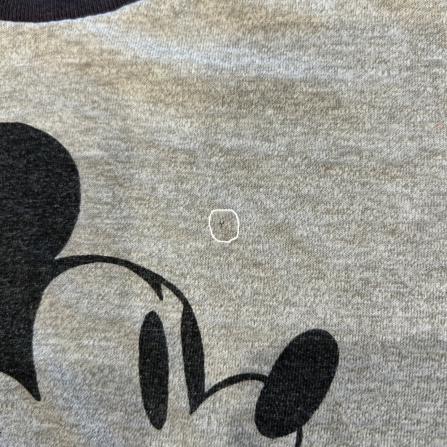 80's Disney ミッキーマウス 染み込みプリントリンガーTシャツ グレー/B2746T-SO