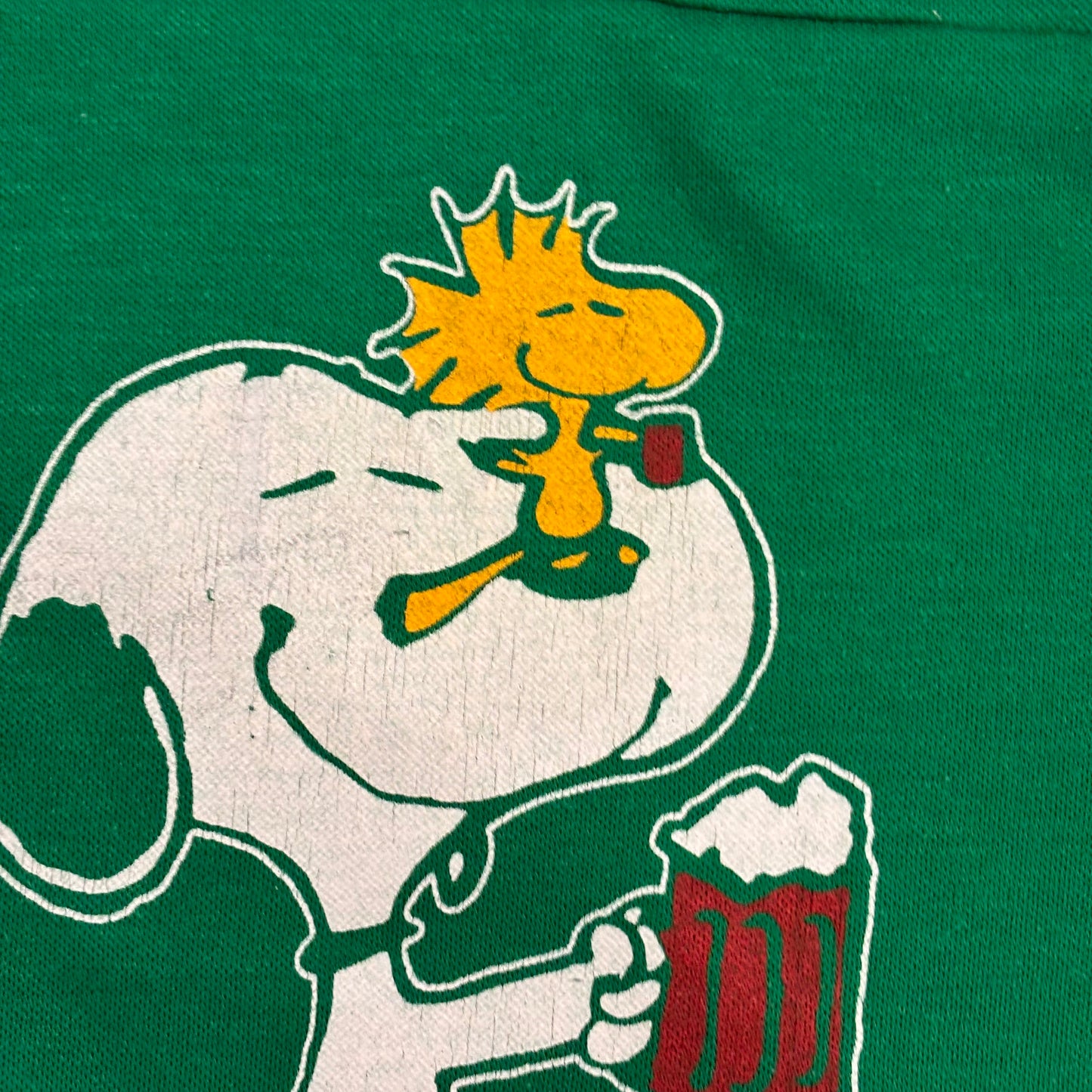 80's ARTEX CHEERS スヌーピー フットボールTシャツ 緑 (M)/A7207