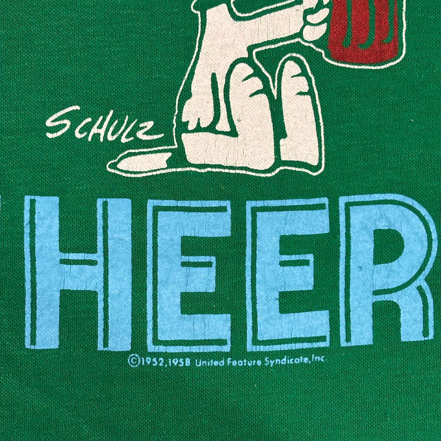 80's ARTEX CHEERS スヌーピー フットボールTシャツ 緑 (M)/A7207