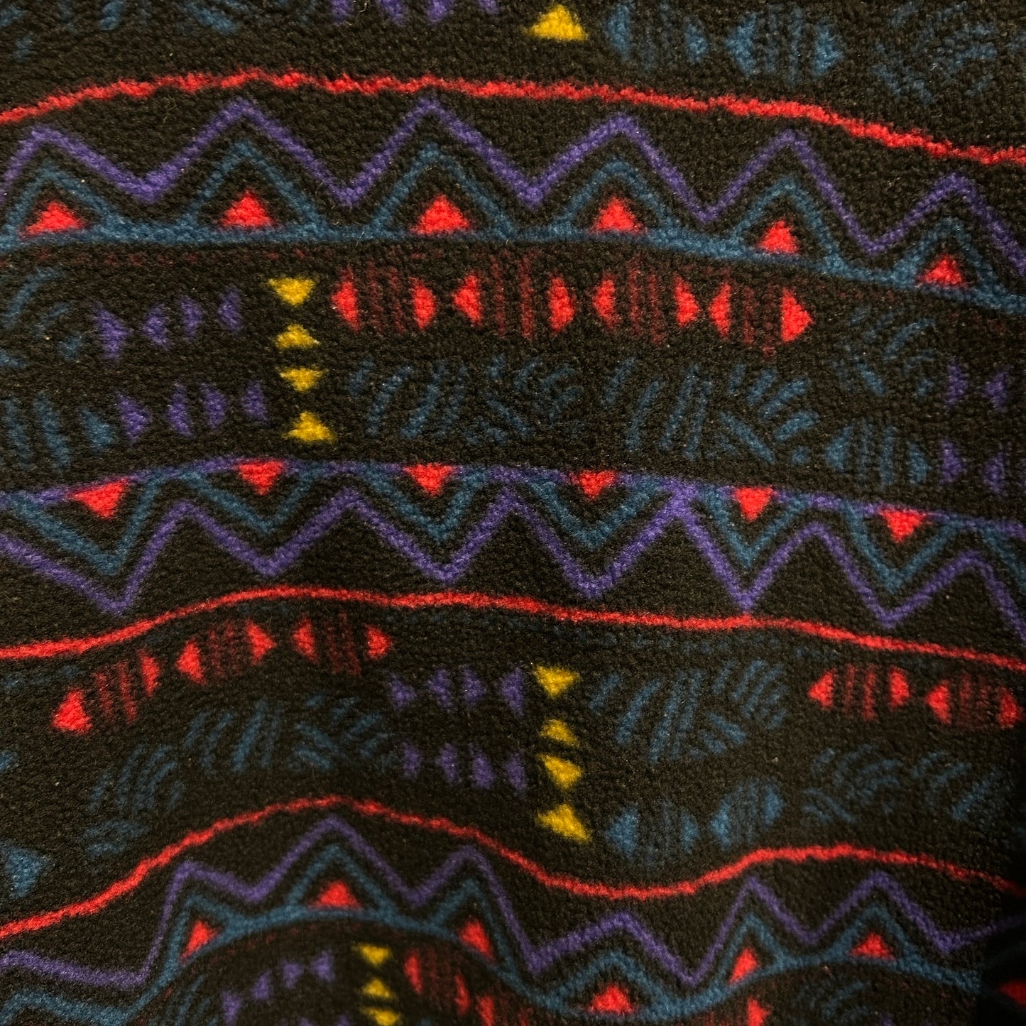 90's Columbia コロンビア 総柄フリースプルオーバー スナップT USA製 黒(XL)/9050O-SO